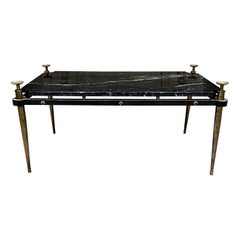 1960s Neoclassical Italian Black Marble Coffee Table Italy