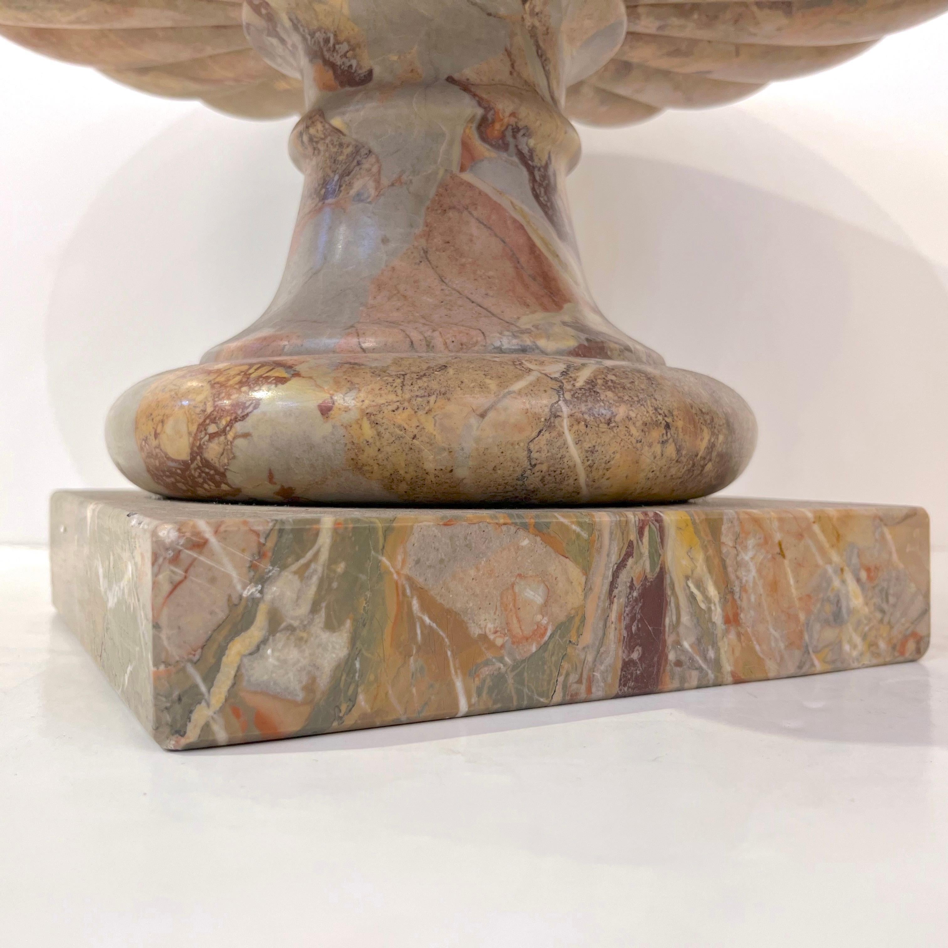 20th Century 1960 Neoclassical Italian Carved Pink Red Marble Big Tazza Bowl with White Veins For Sale