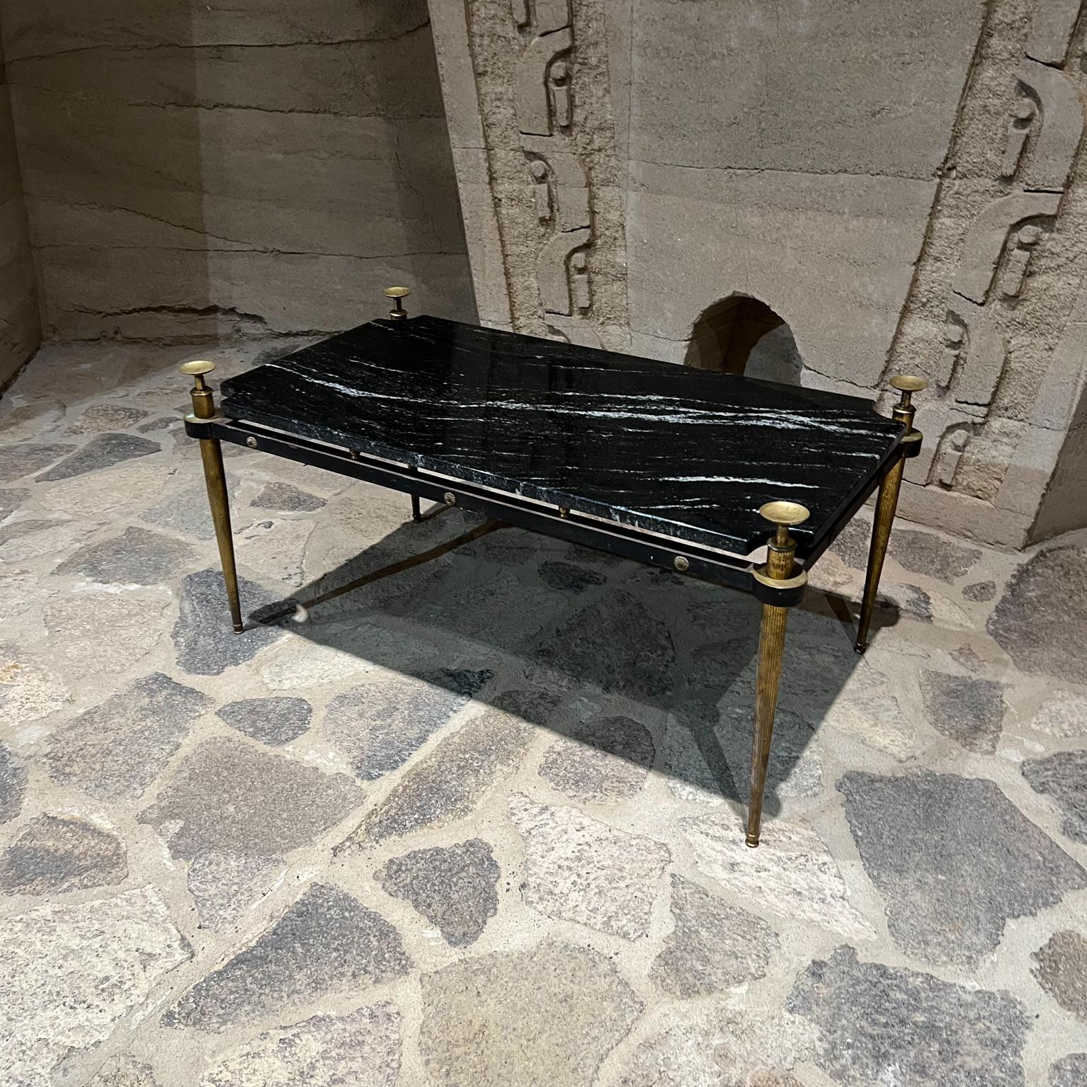 Mid-Century Modern 1960s Neoclassical Italian Black Marble Coffee Table Italy For Sale