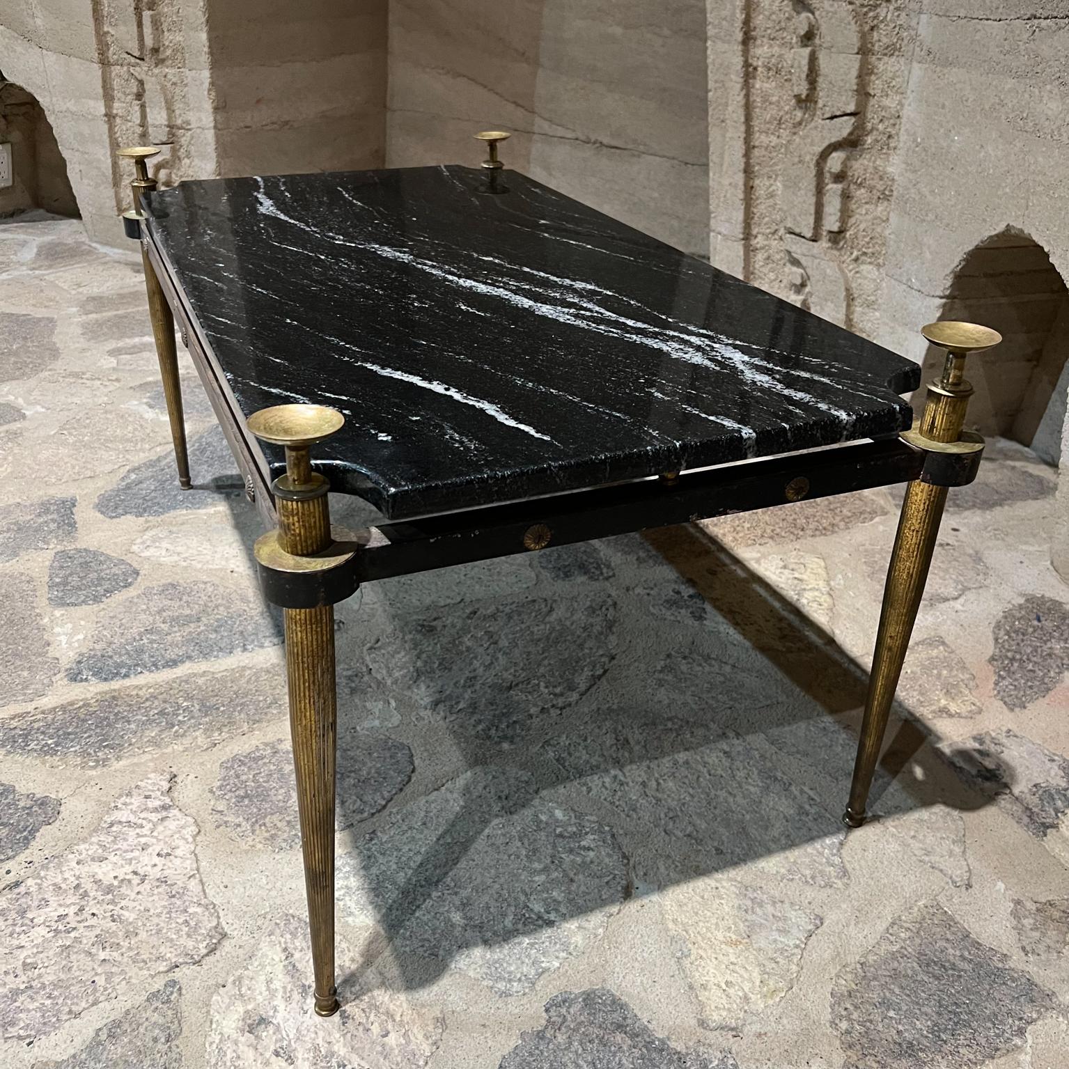 Mid-20th Century 1960s Neoclassical Regency Elegant Italian Black Marble Coffee Table Italy For Sale