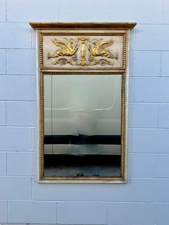 Specchio Trumeau in stile neoclassico degli anni '60 in legno dorato e dipinto di LaBarge - Italia