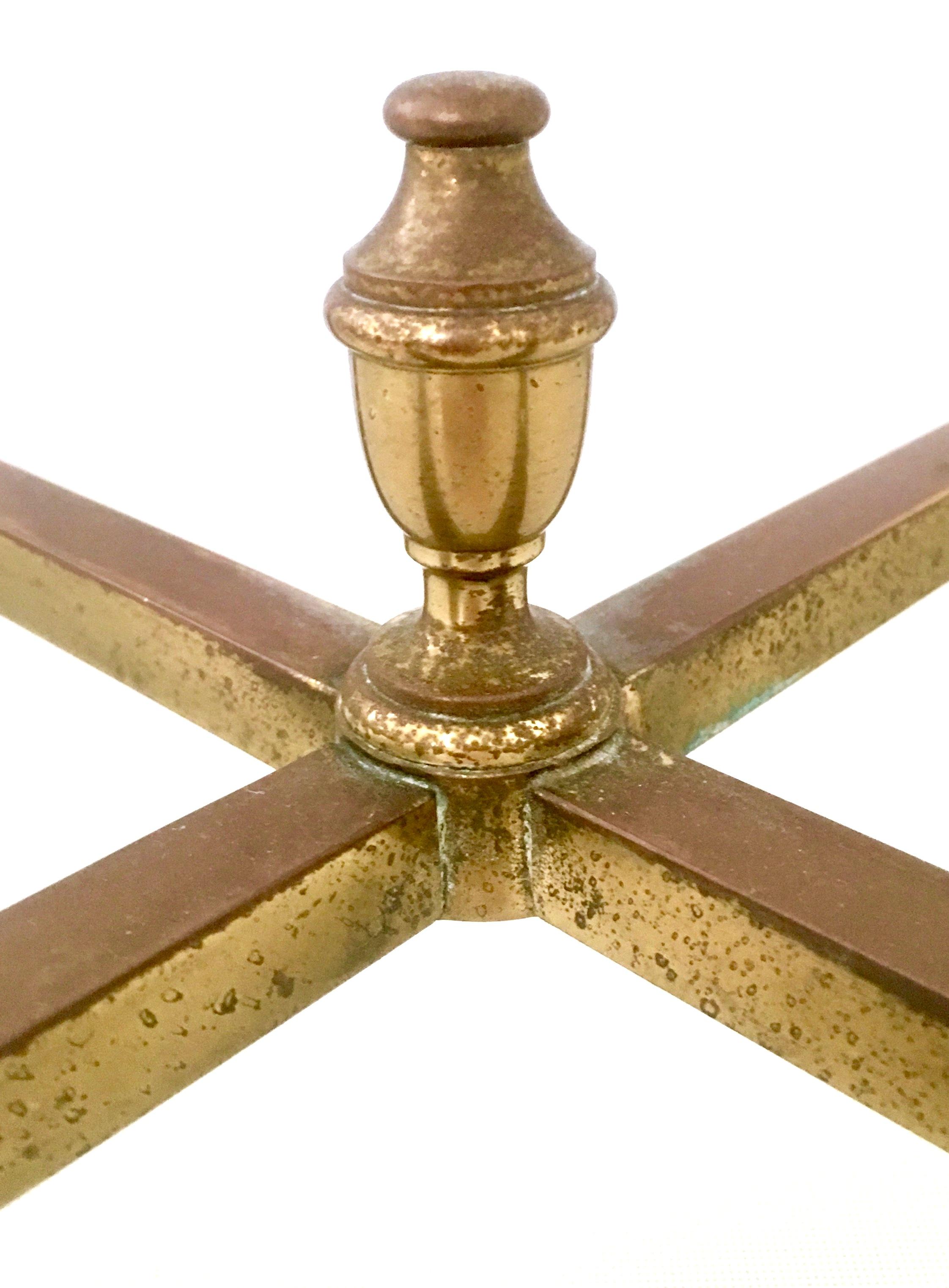 1960s Neoclassical Style Italian Brass and Glass Top 