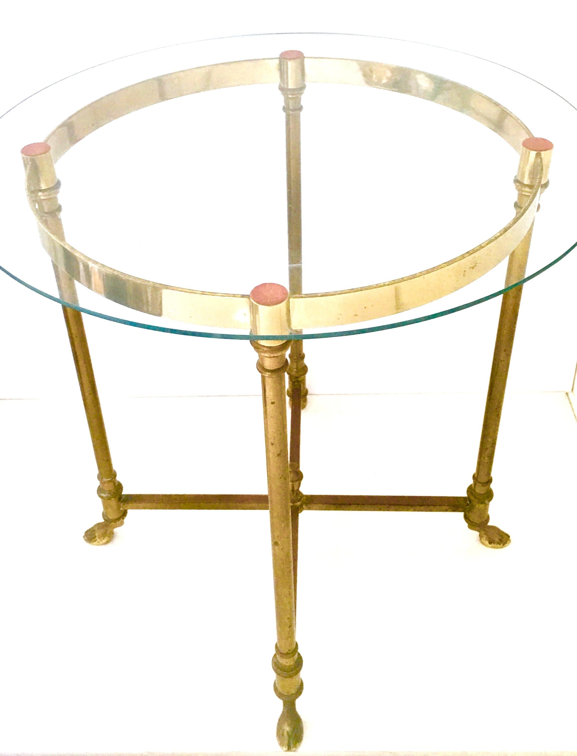20th Century 1960s Neoclassical Style Italian Brass and Glass Top 