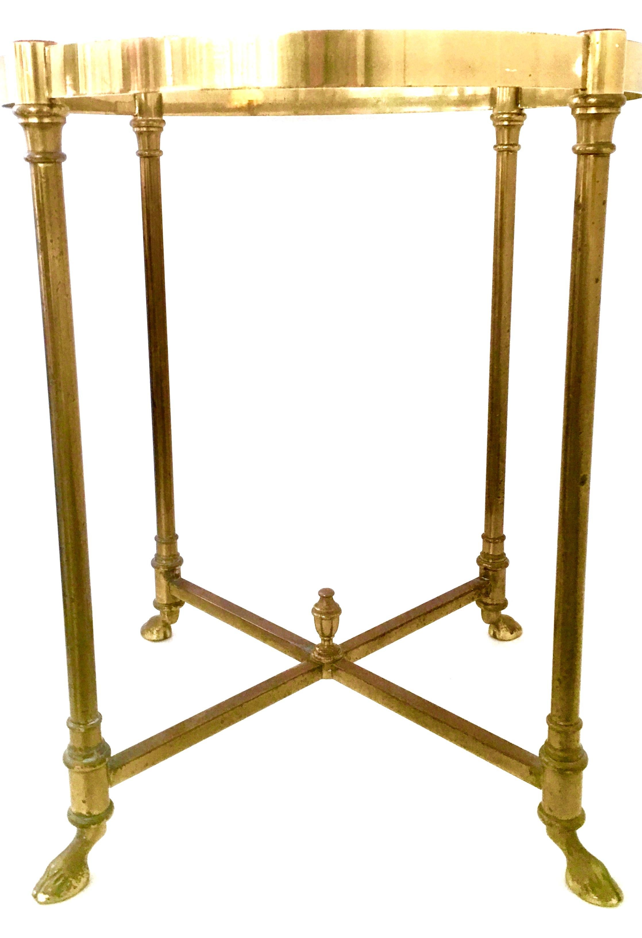 1960'S Neoclassical Style Italian Brass and Glass Top 