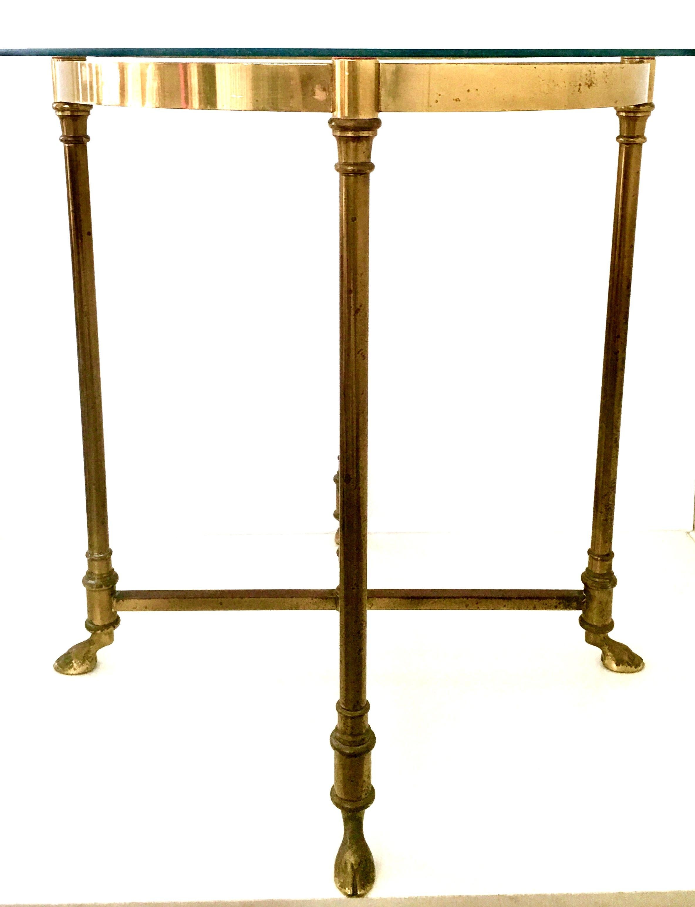 1960'S Neoclassical Style Italian Brass and Glass Top 