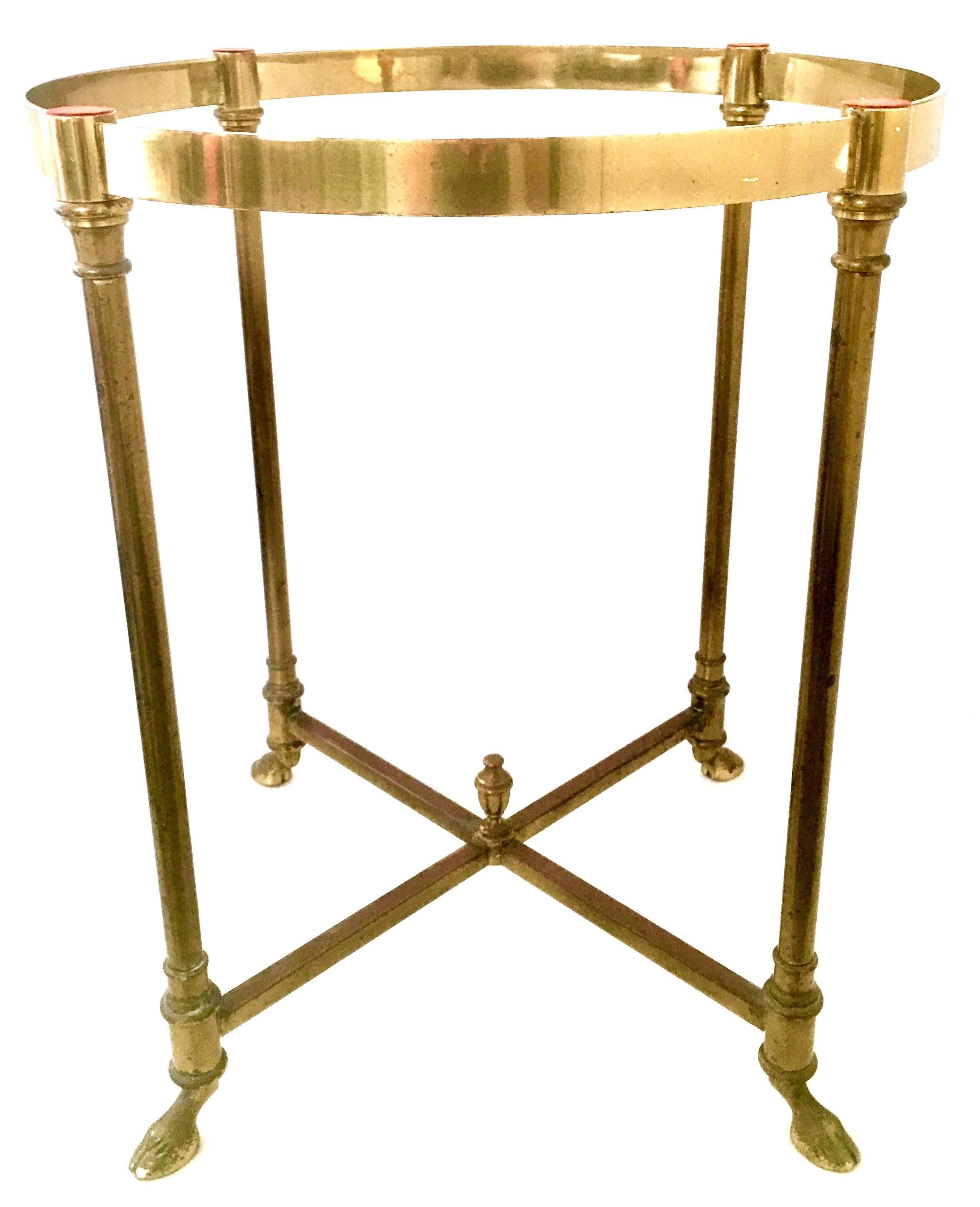 1960s Neoclassical Style Italian Brass and Glass Top 