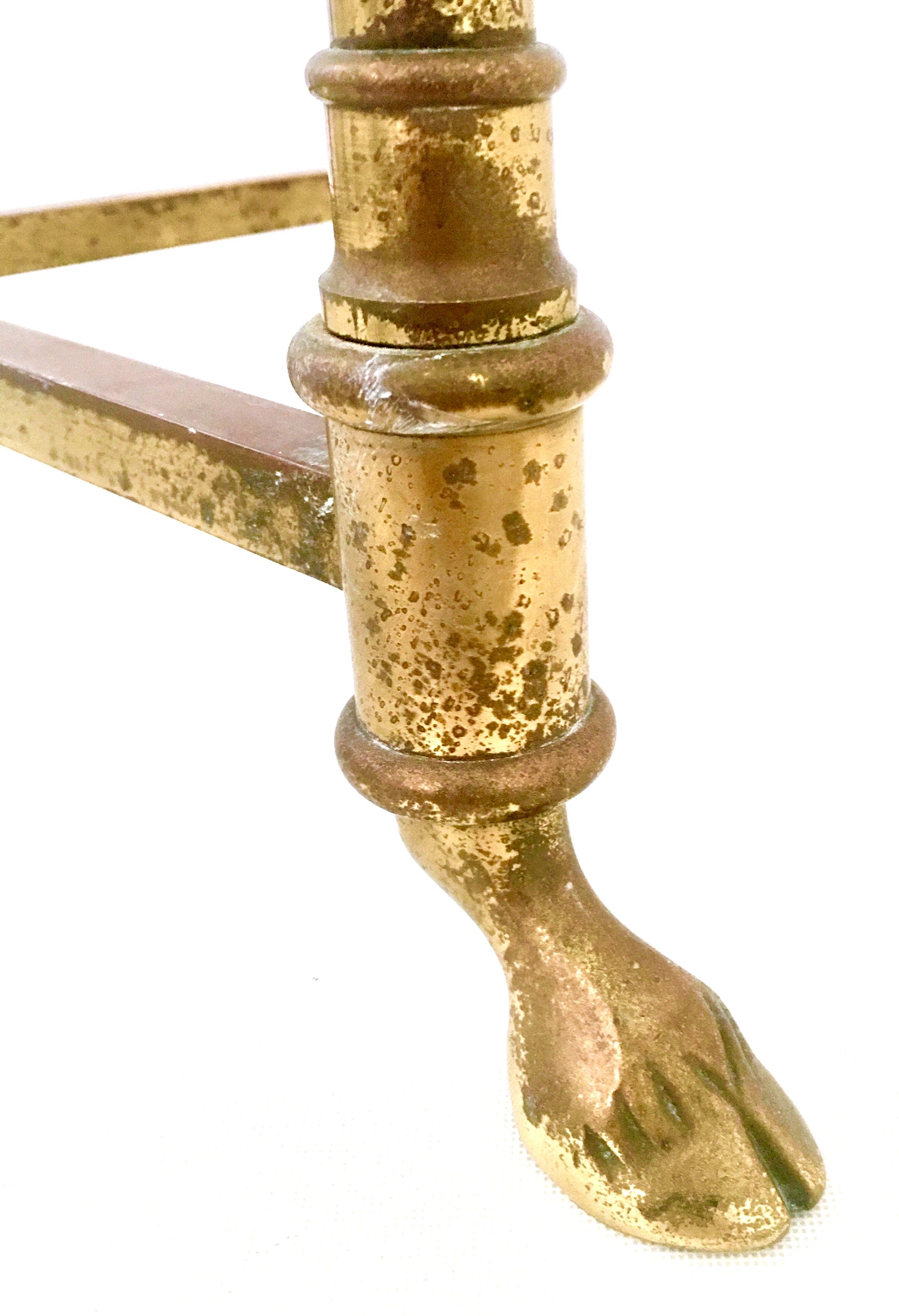 1960'S Neoclassical Style Italian Brass and Glass Top 