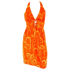 1960s Neon Printed Backless Summer Dress