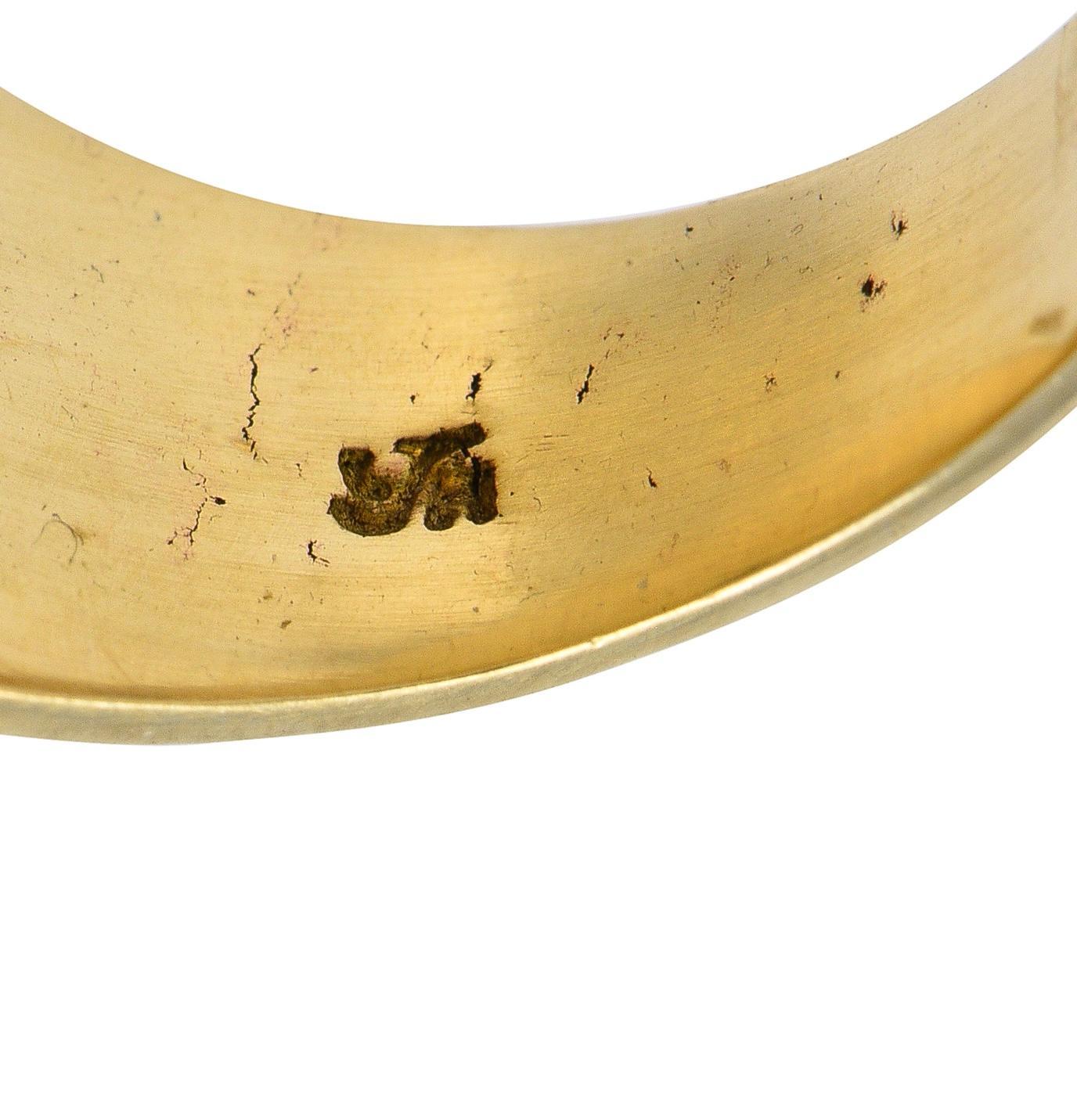 Anello con pepita vintage in giada nefrite del 1960, oro giallo 10 carati in vendita 1