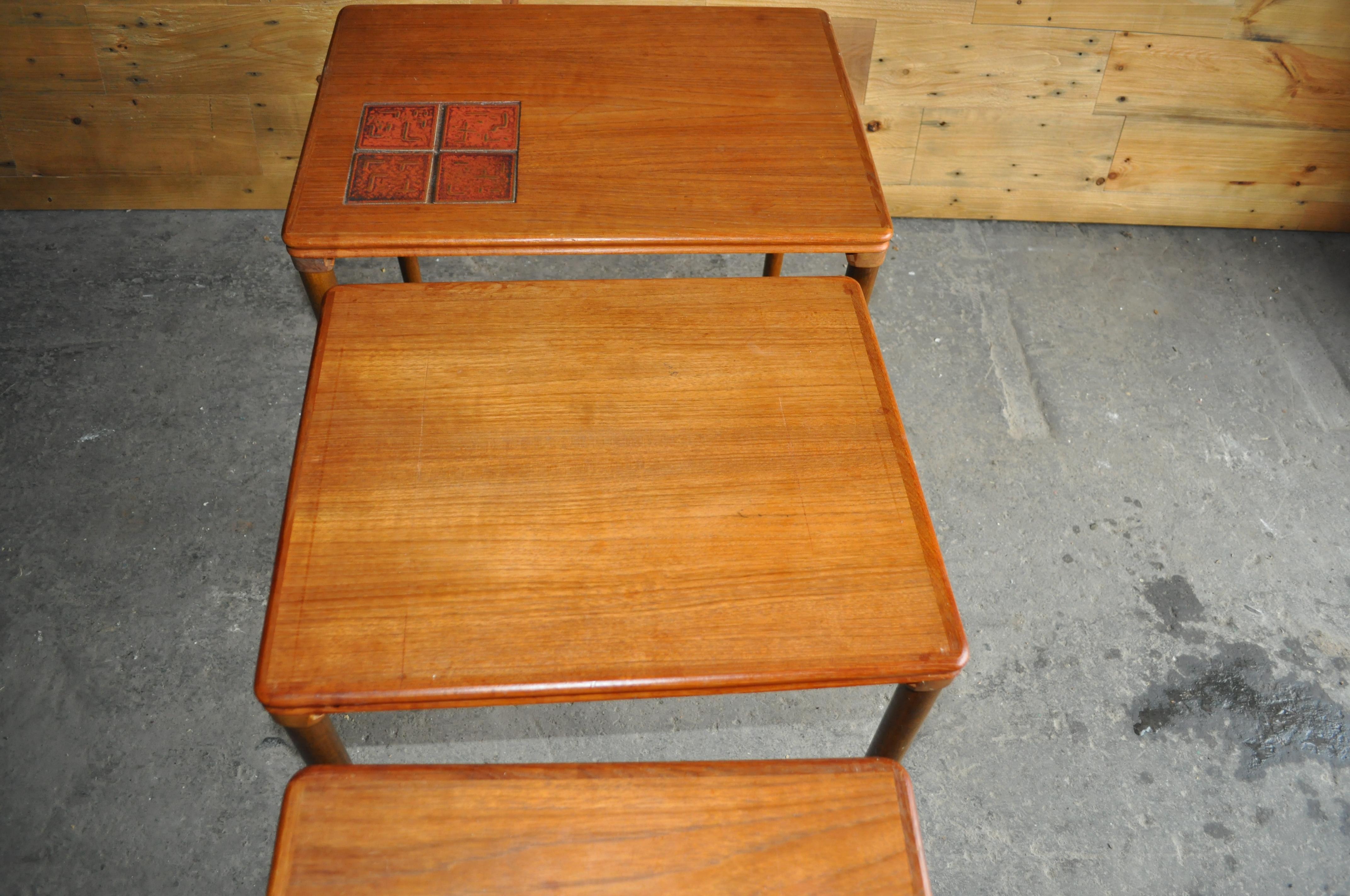 Mid-Century Modern 1960s Nest of Danish Teak Tables For Sale
