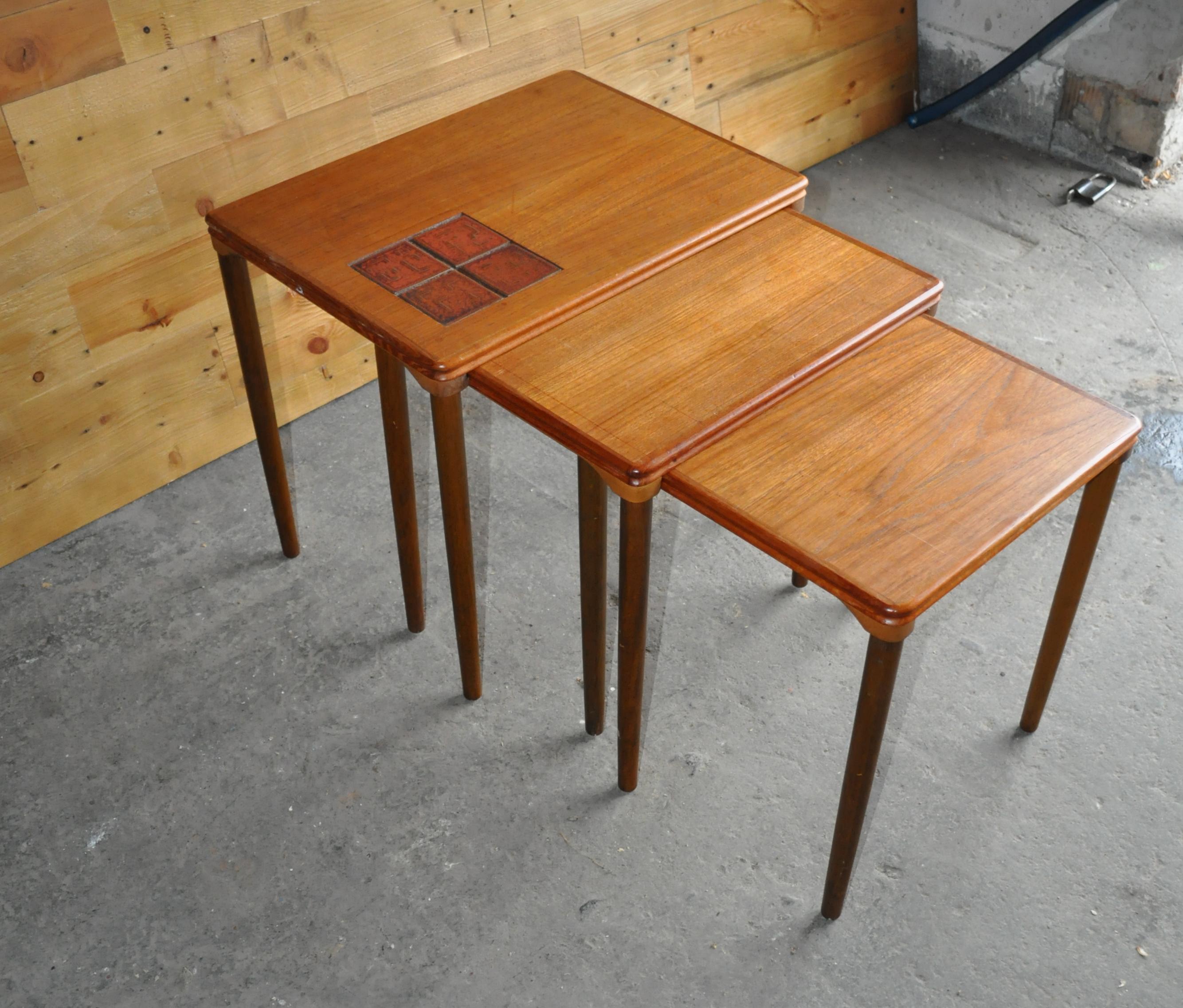 British 1960s Nest of Danish Teak Tables For Sale