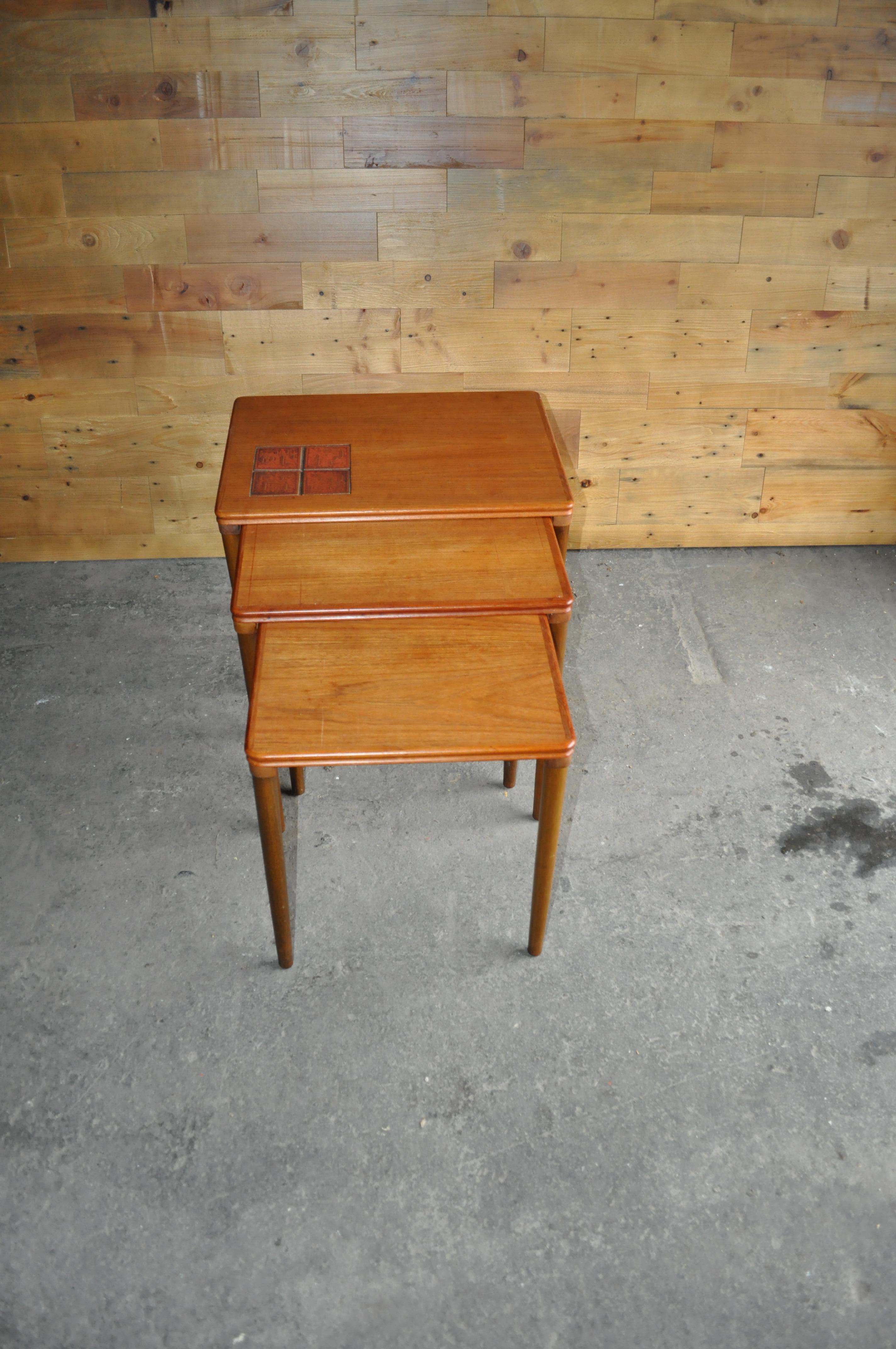 Stained 1960s Nest of Danish Teak Tables For Sale