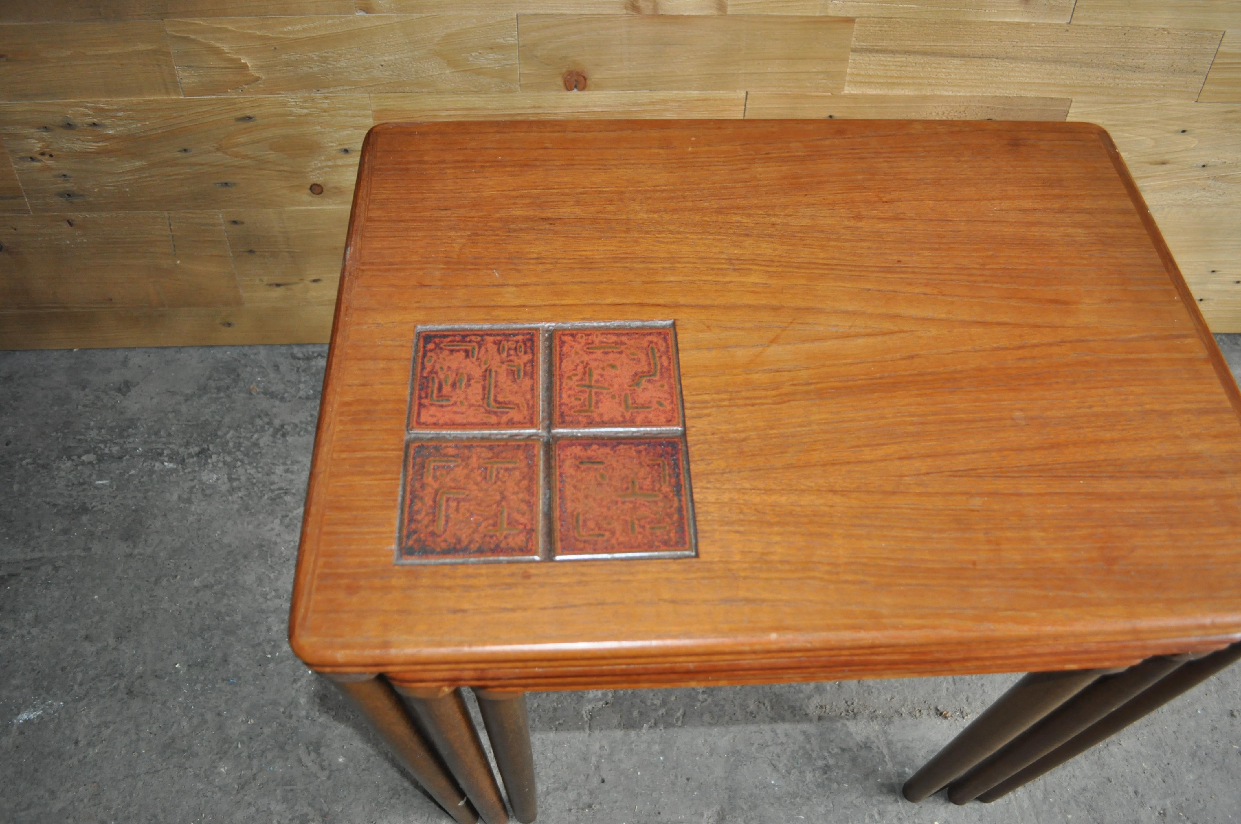 1960s Nest of Danish Teak Tables In Good Condition For Sale In Lábatlan, HU