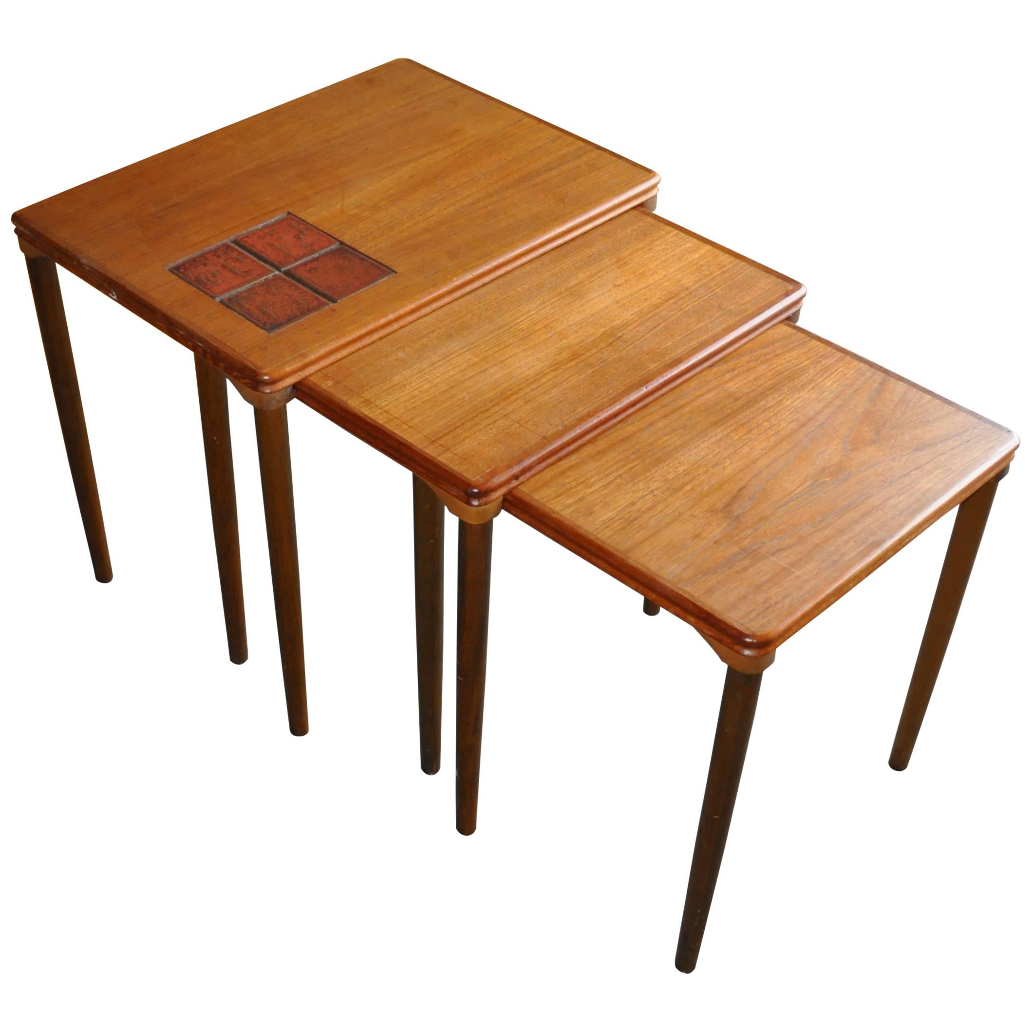 1960s Nest of Danish Teak Tables For Sale