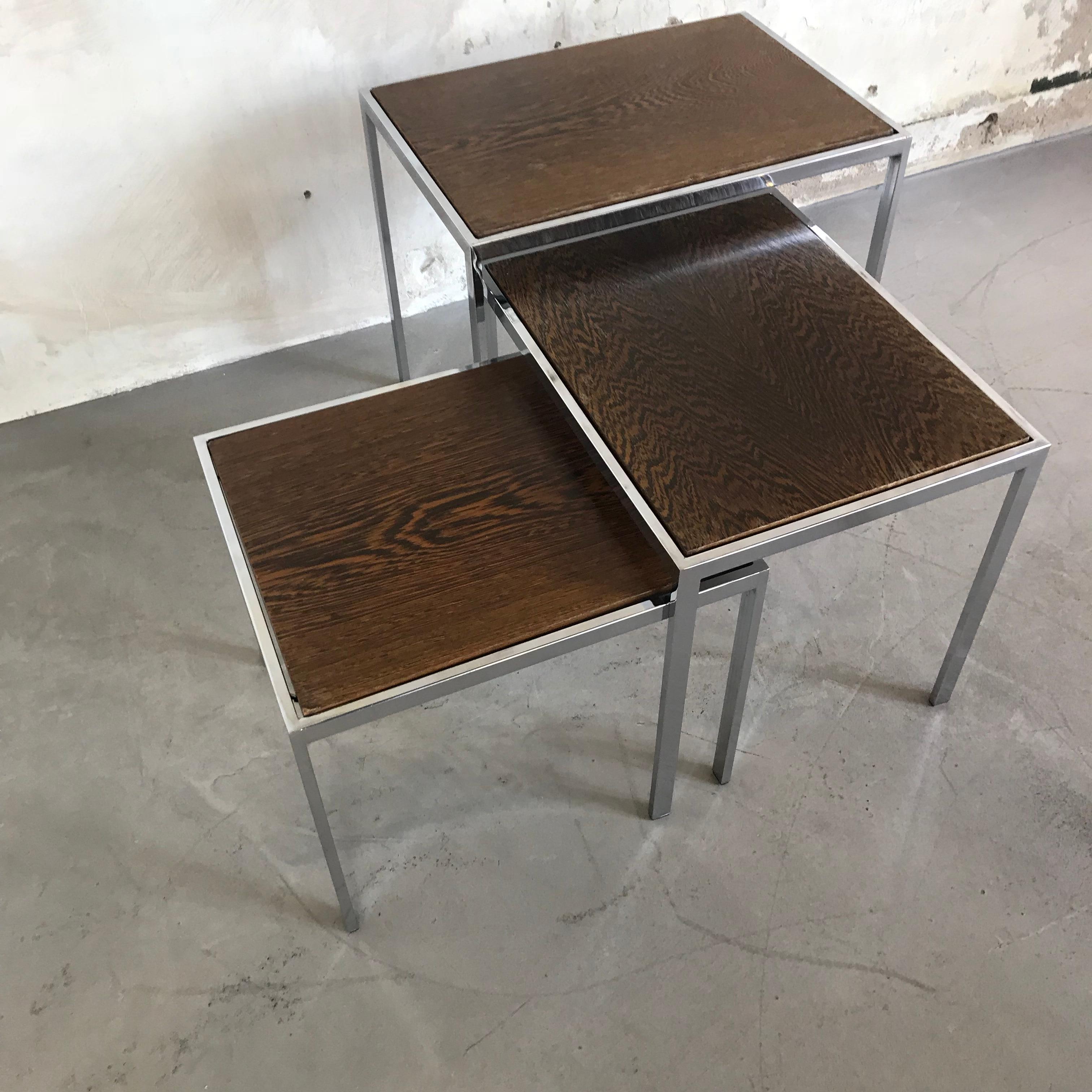 Mid-Century Modern 1960s Nesting Tables Turnable Tops by Cees Braakman for Pastoe For Sale