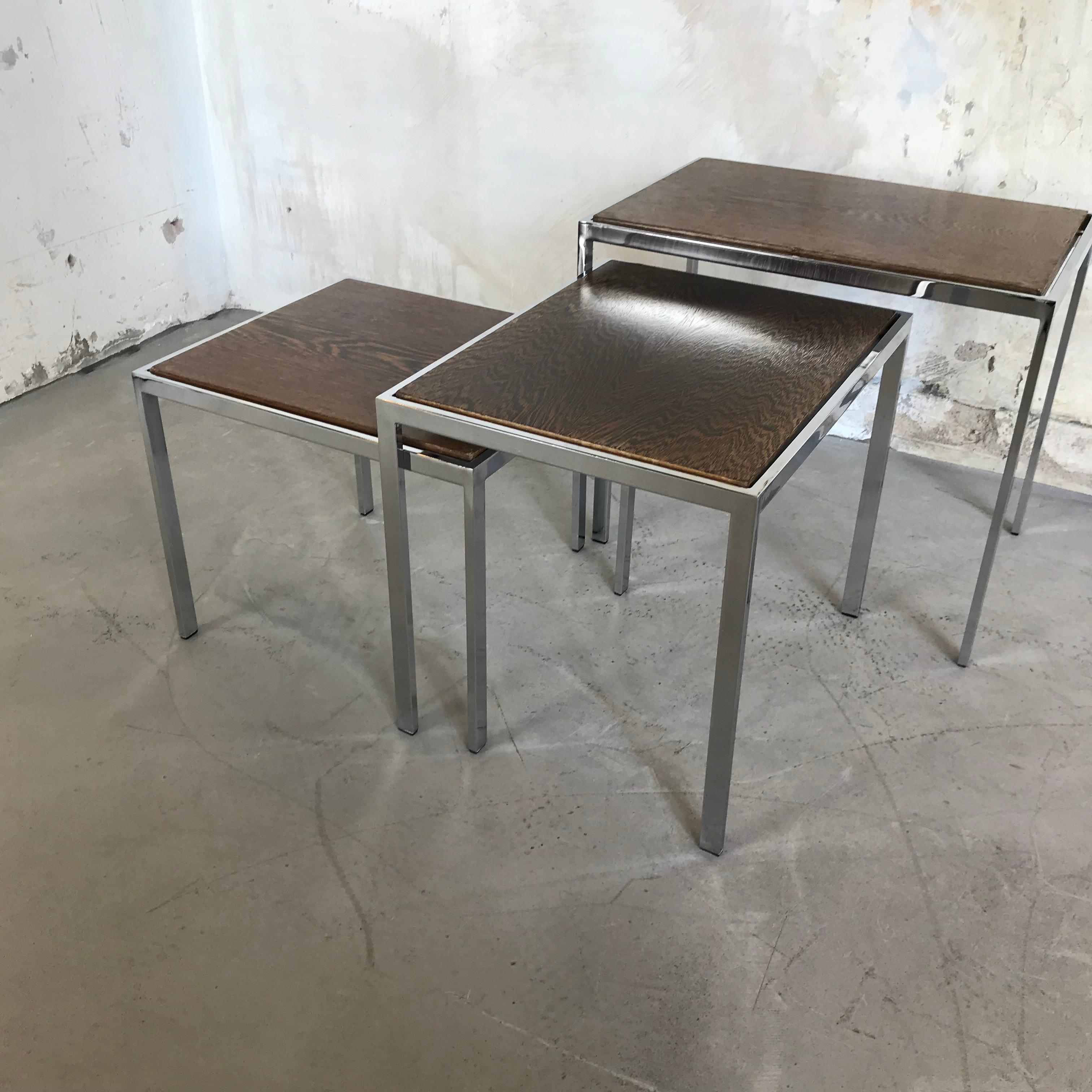 Dutch 1960s Nesting Tables Turnable Tops by Cees Braakman for Pastoe For Sale