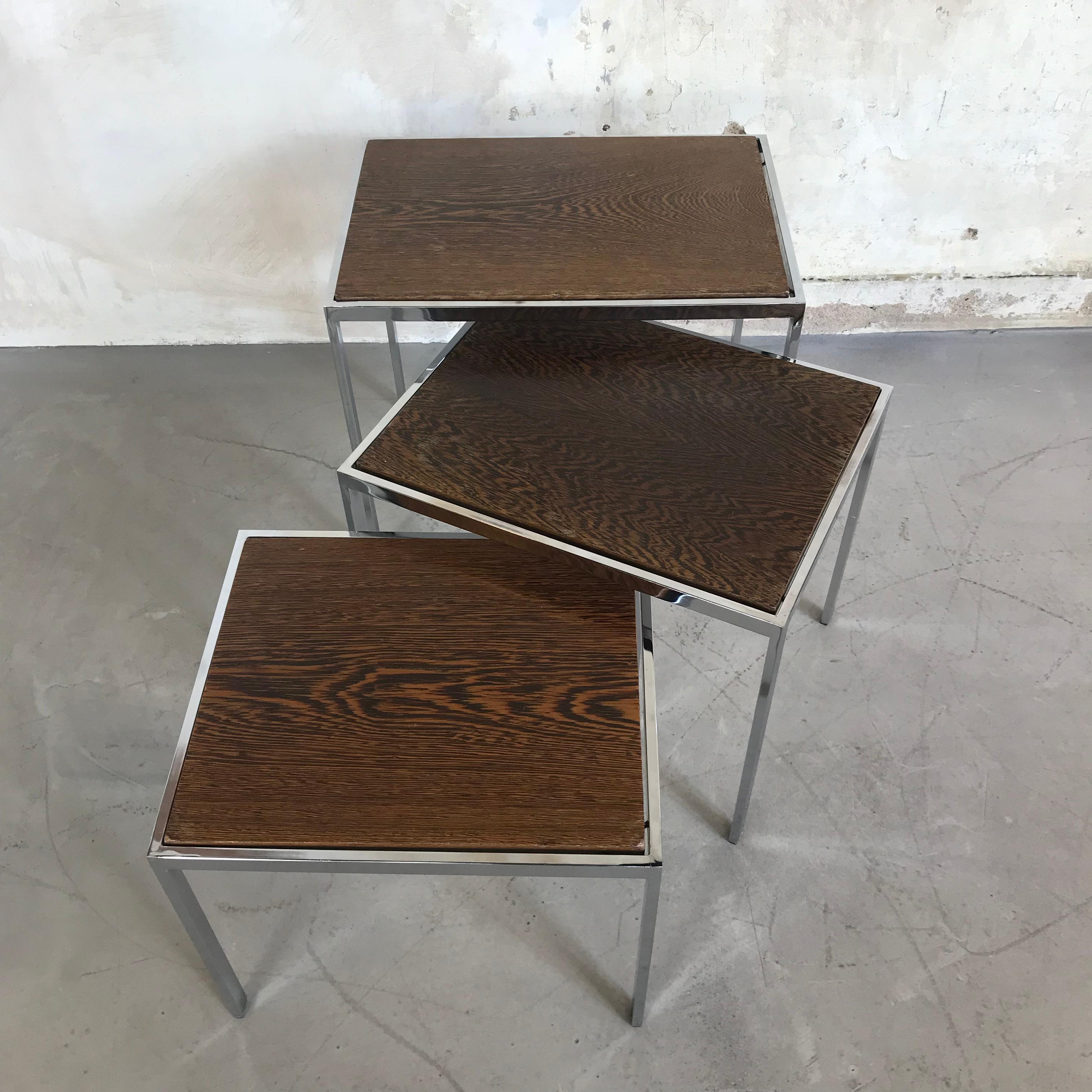 Veneer 1960s Nesting Tables Turnable Tops by Cees Braakman for Pastoe For Sale