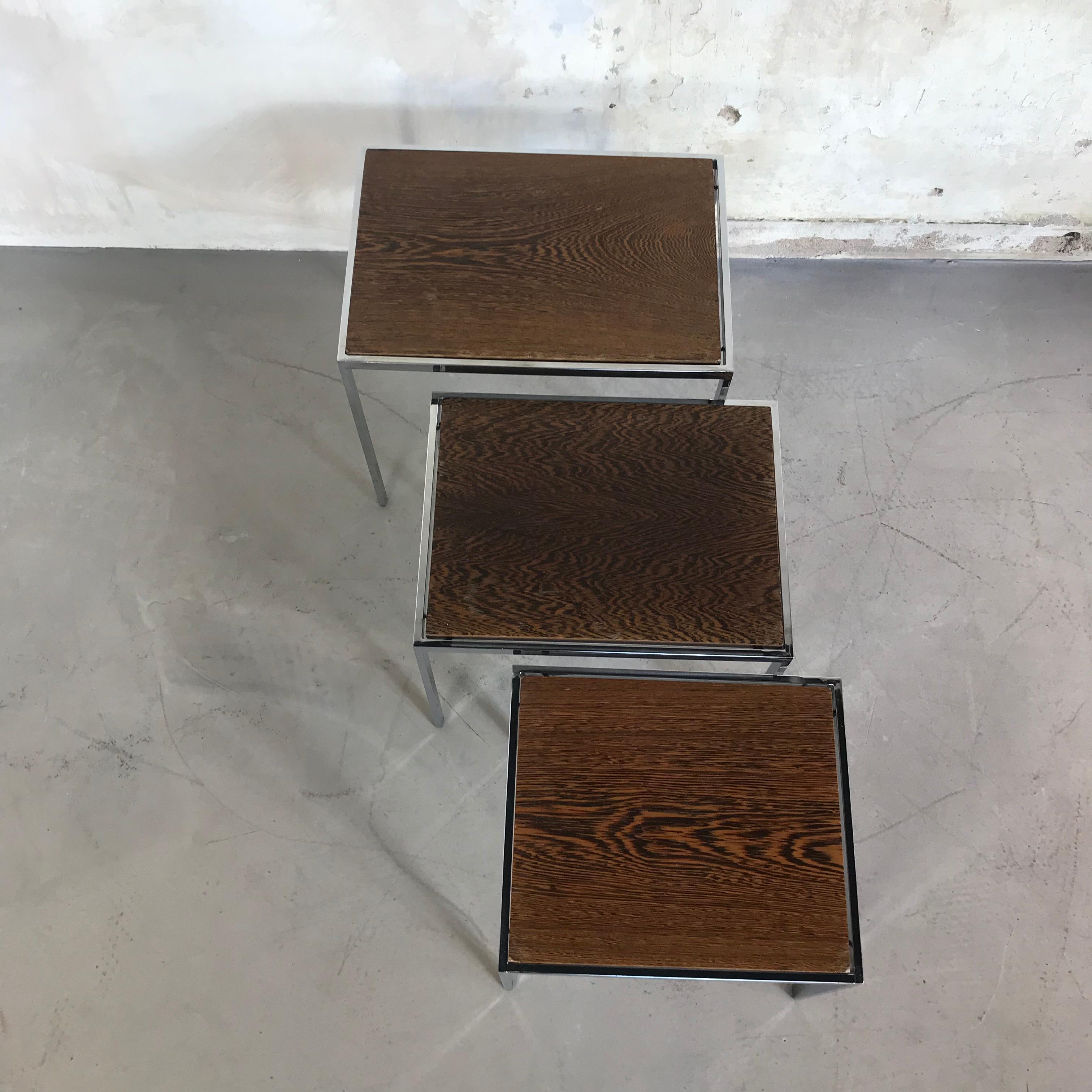 1960s Nesting Tables Turnable Tops by Cees Braakman for Pastoe In Good Condition For Sale In Enschede, NL