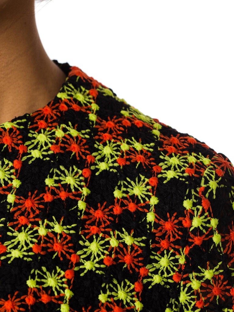 1960S Neon Embroidered Polyester Net Jacket Top For Sale at 1stDibs