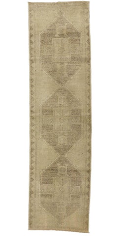 1960's Neutral Earth-Tone Turkish Oushak Carpet with Traditional Style