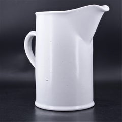 1960s New England Luncheon Pitcher Milk White Glazed Stoneware Large Pottery