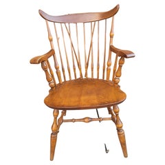 1960s, Nichols and Stone Maple Fiddle Back Brass Back Windsor Armchair