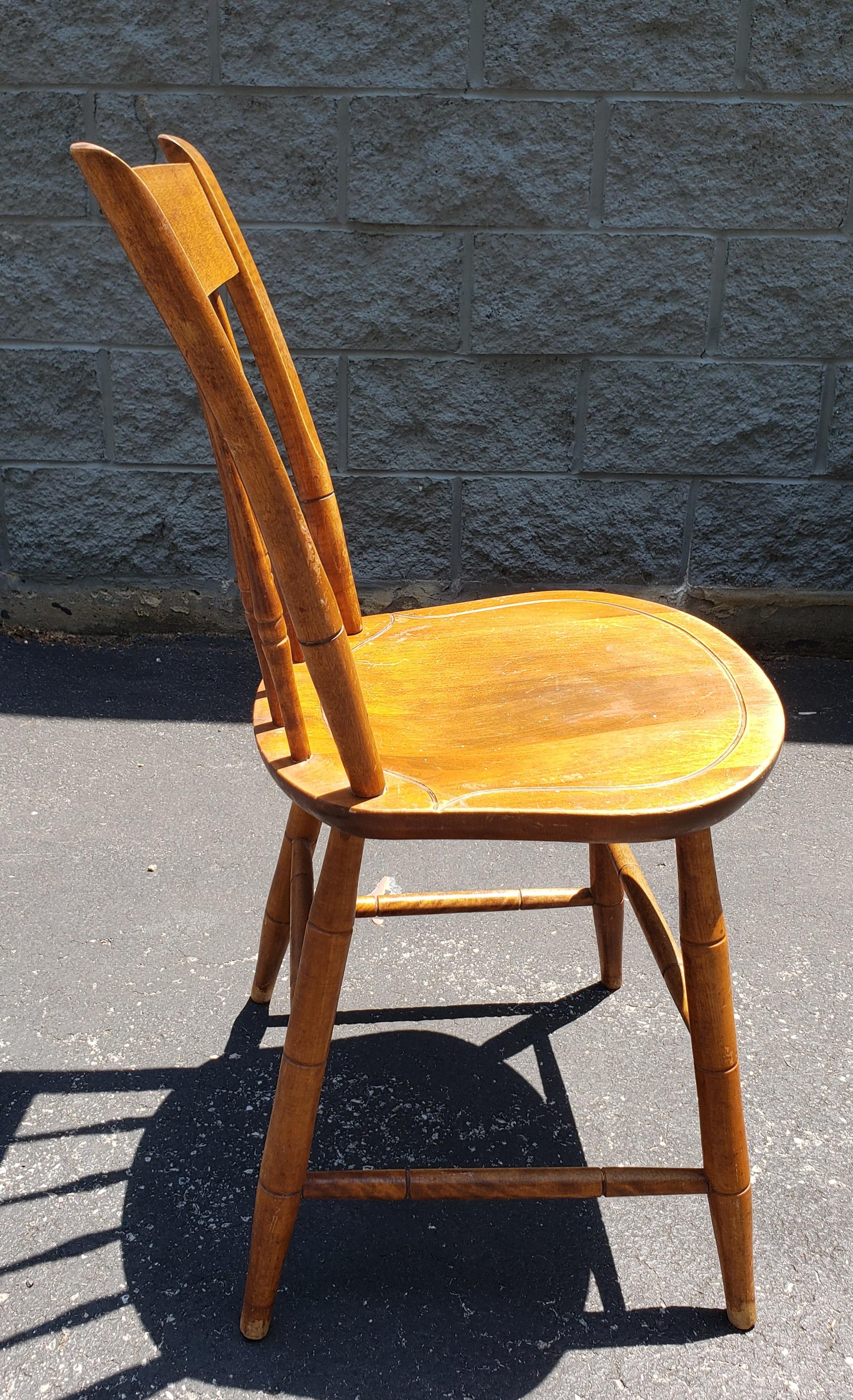 Stained 1960s Nichols and Stone Maple Windsor Dining Chairs, Set of 4 For Sale