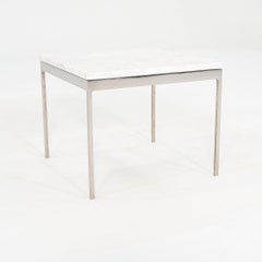 1960s Nicos Zographos Side / End Table with White Marble Top and Stainless