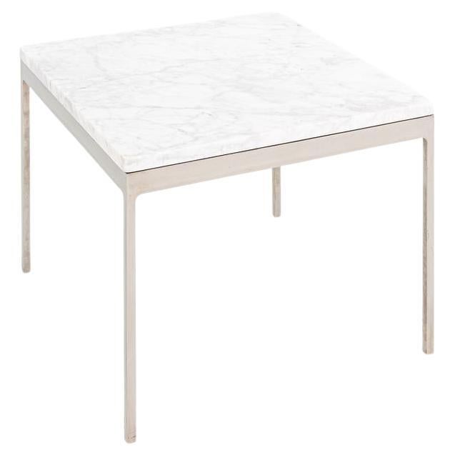 1960s Nicos Zographos Side / End Table with White Marble Top and Stainless