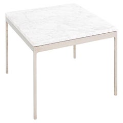 1960s Nicos Zographos Side / End Table with White Marble Top and Stainless