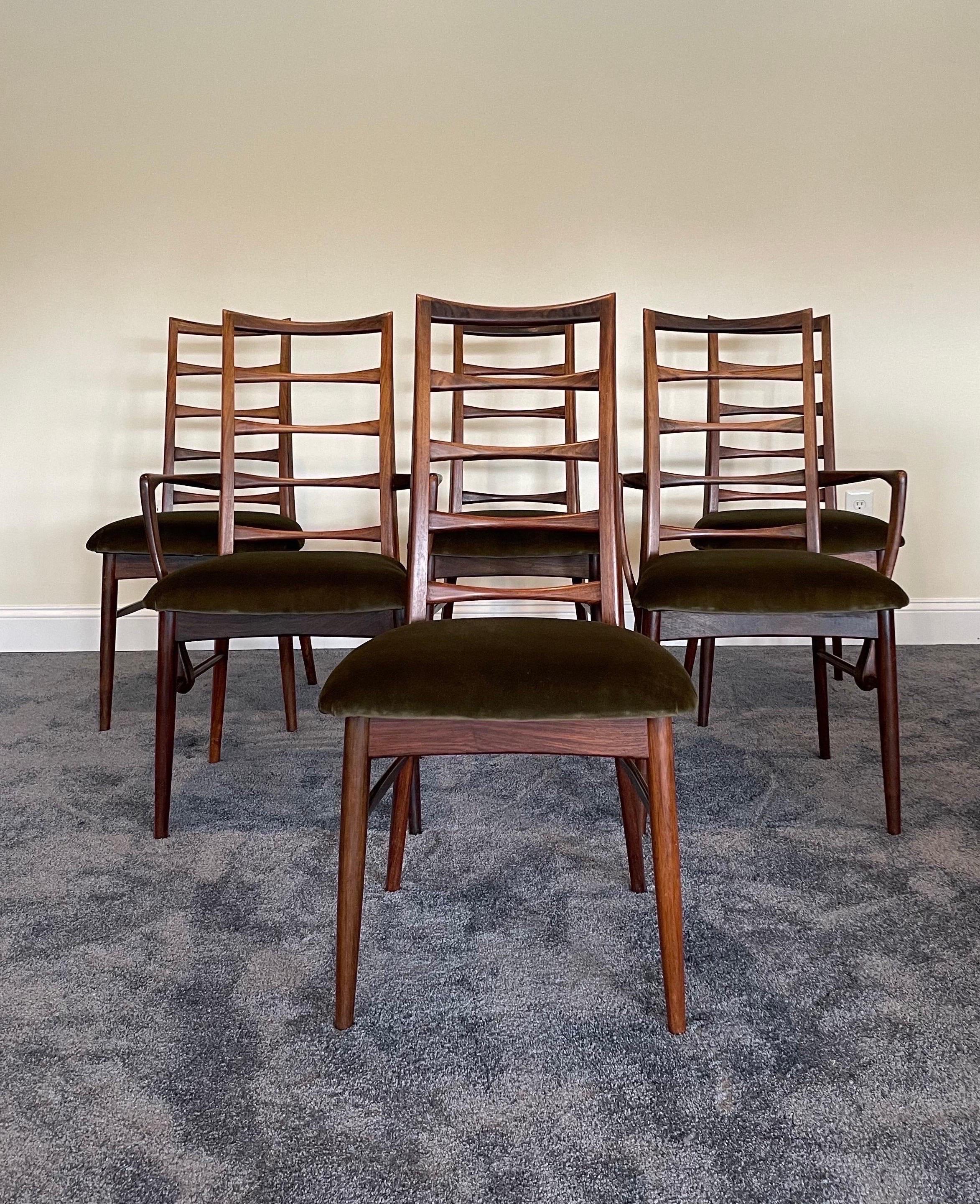 Esszimmerstühle „Lis“ aus brasilianischem Rosenholz und Mohair von Niels Koefoed, 6er-Set, 1960er Jahre im Angebot 5