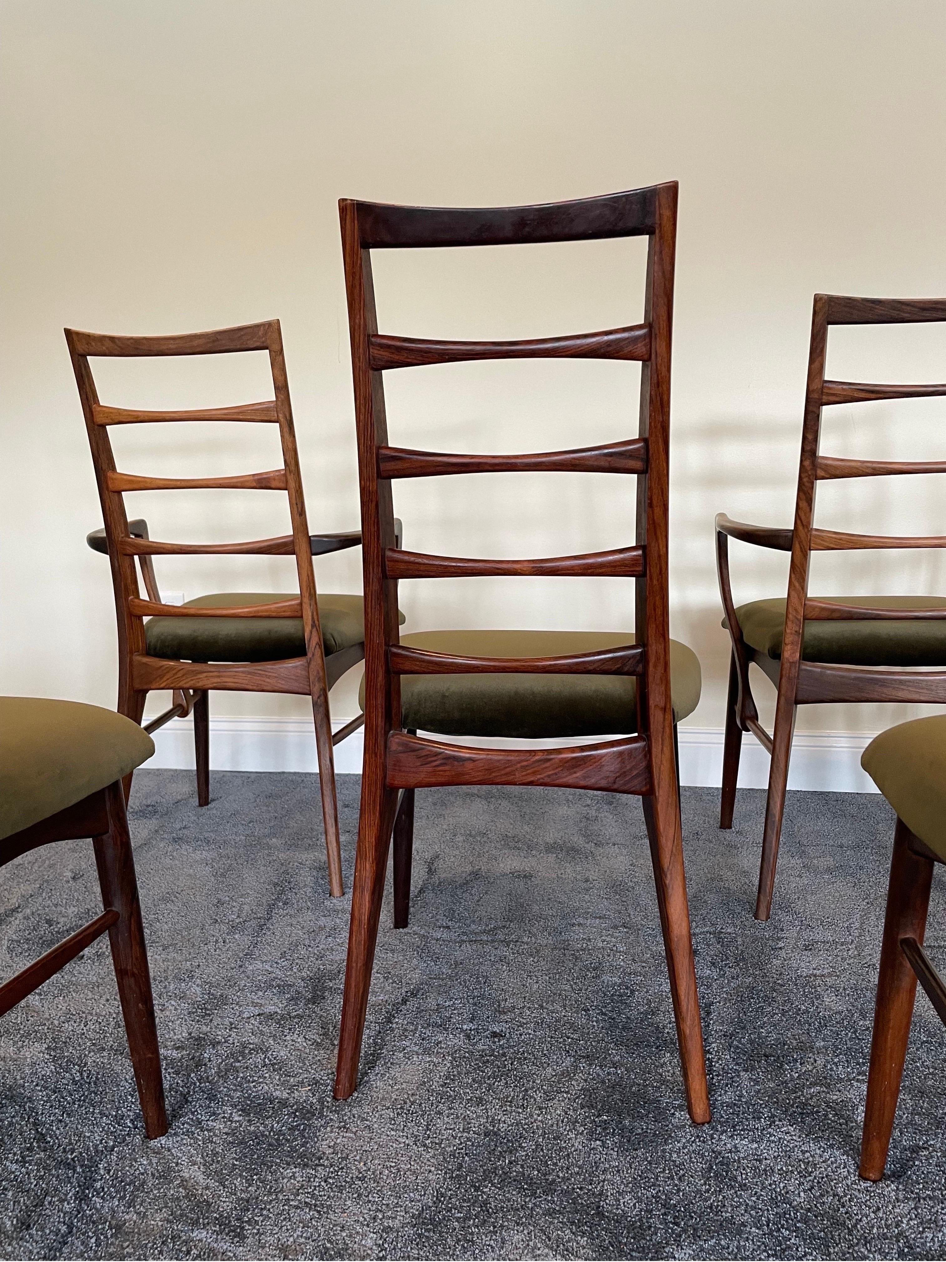Esszimmerstühle „Lis“ aus brasilianischem Rosenholz und Mohair von Niels Koefoed, 6er-Set, 1960er Jahre im Zustand „Gut“ im Angebot in Roanoke, VA