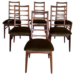 1960s Niels Koefoed "Lis" Brazilian Rosewood & Mohair Dining Chairs- Set of 6