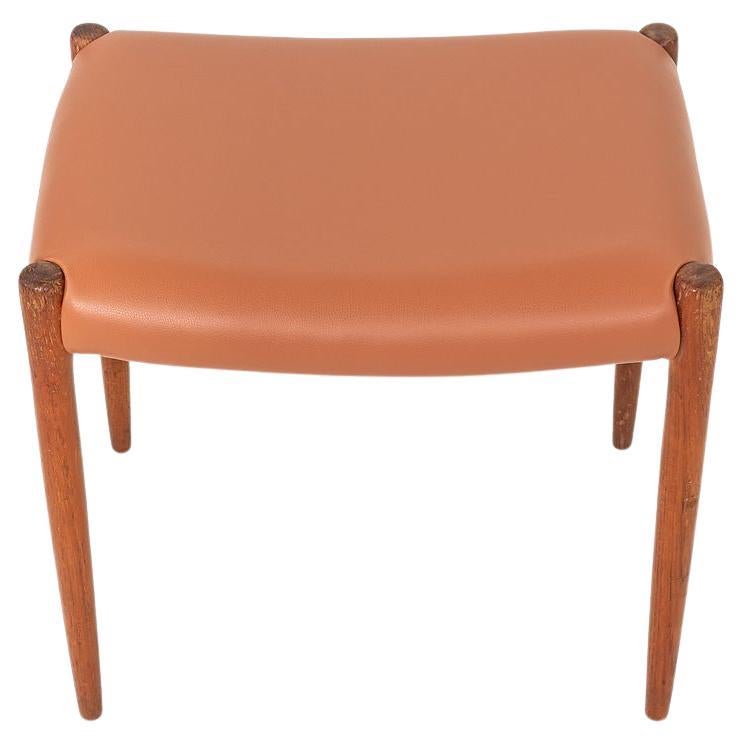 1960s Niels Moller for JL Moller 80A Teak Stool w/ Cognac Leather