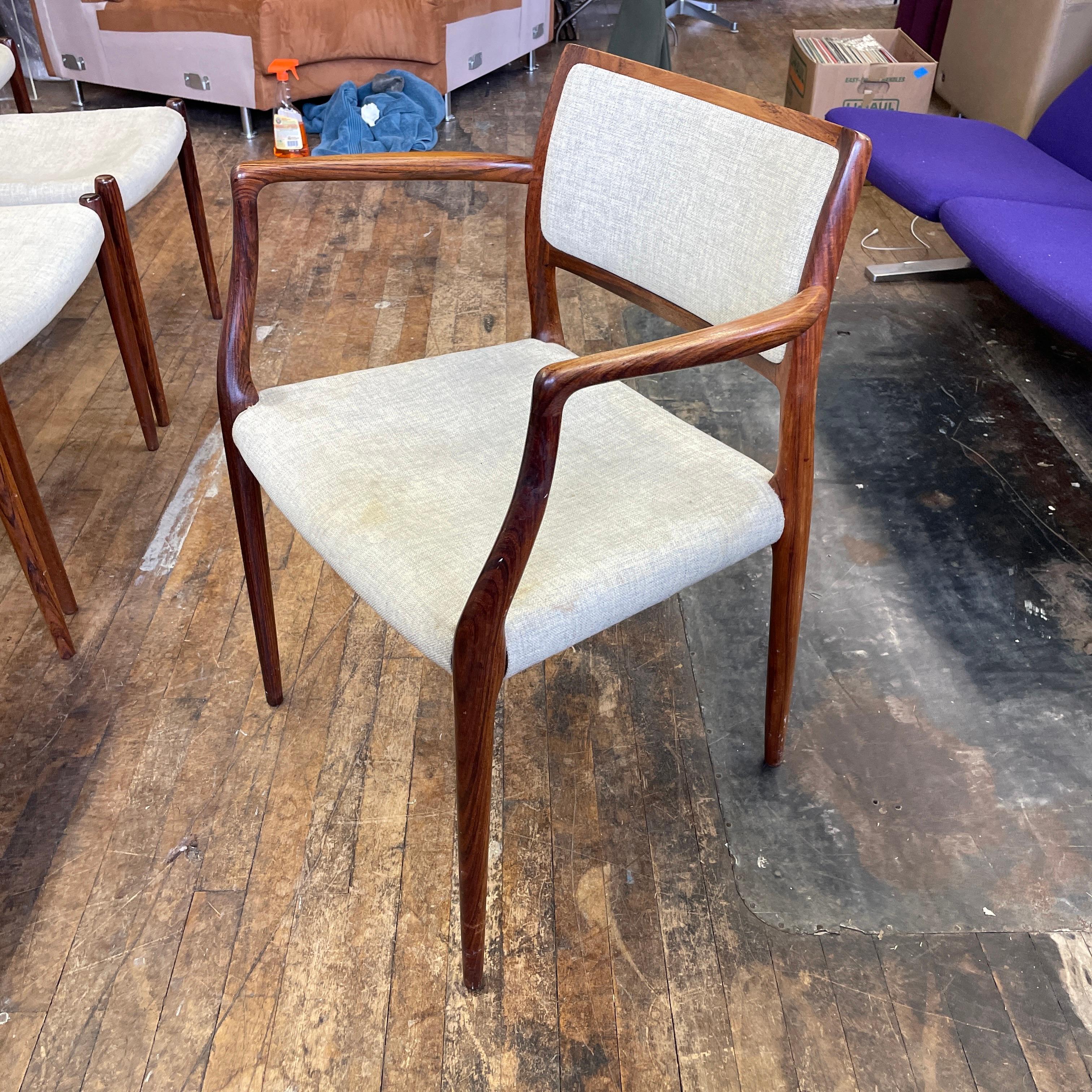 Danish 1960s Niels Moller Model 80 Rosewood Dining Chairs, Set of 8