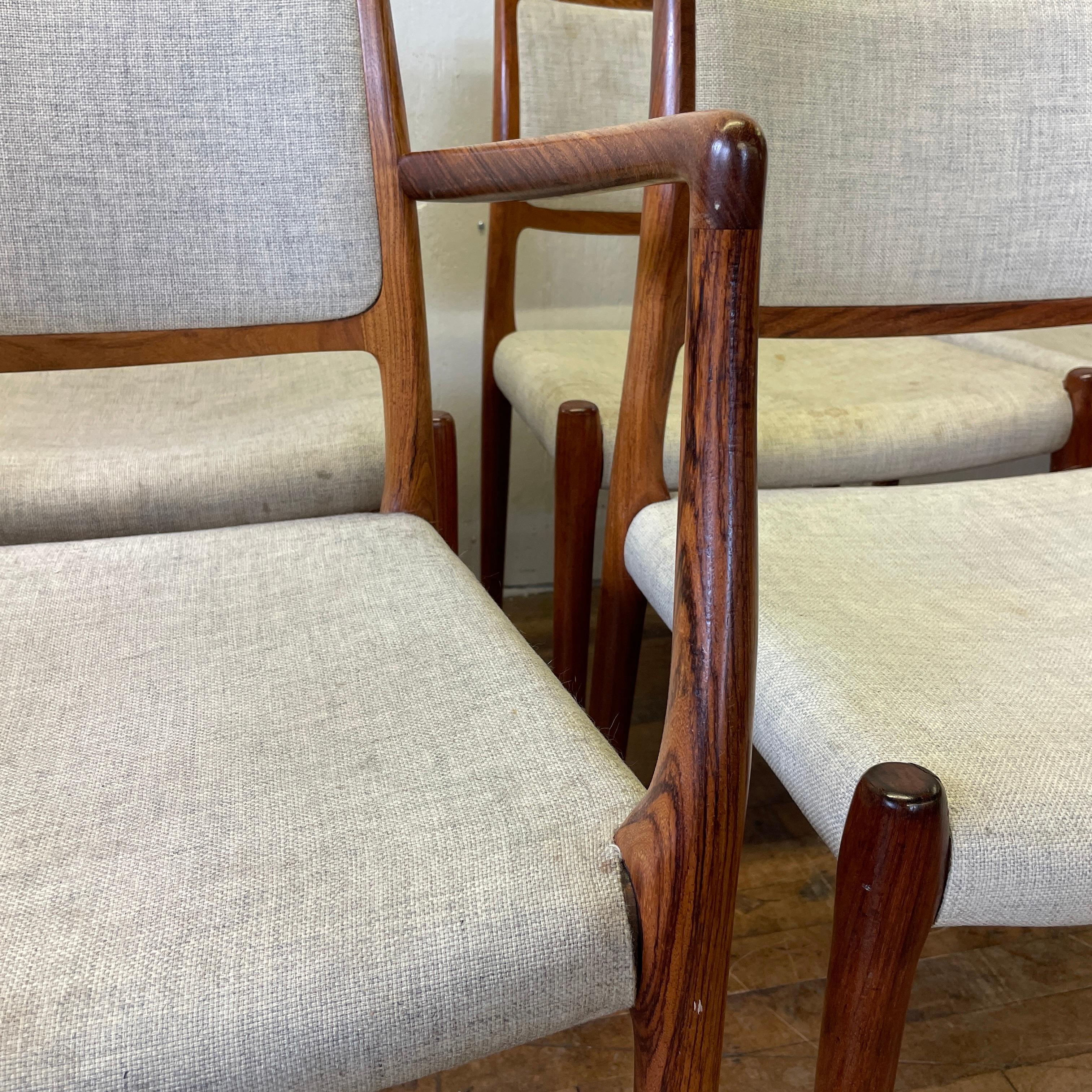 Fabric 1960s Niels Moller Model 80 Rosewood Dining Chairs, Set of 8