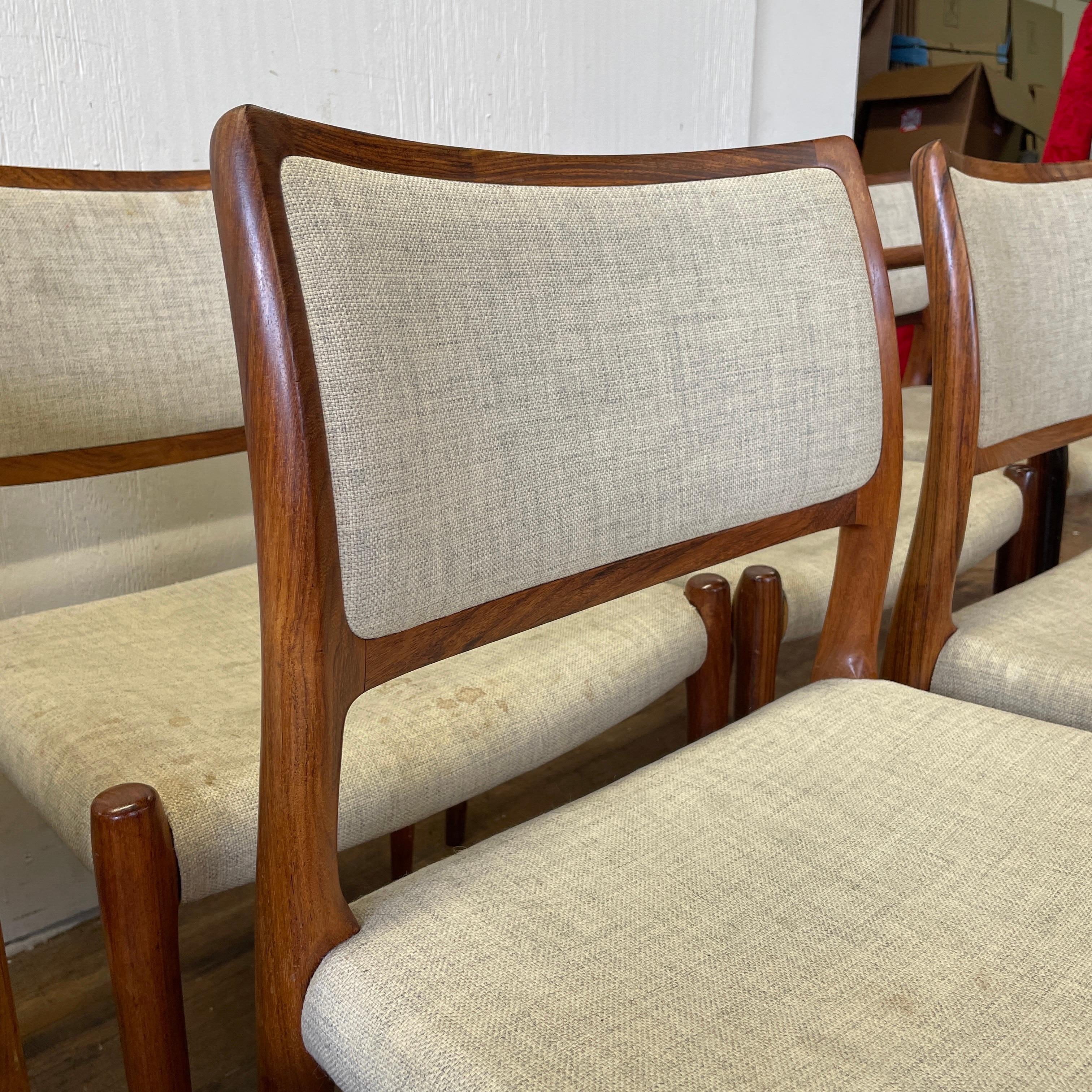 1960s Niels Moller Model 80 Rosewood Dining Chairs, Set of 8 1
