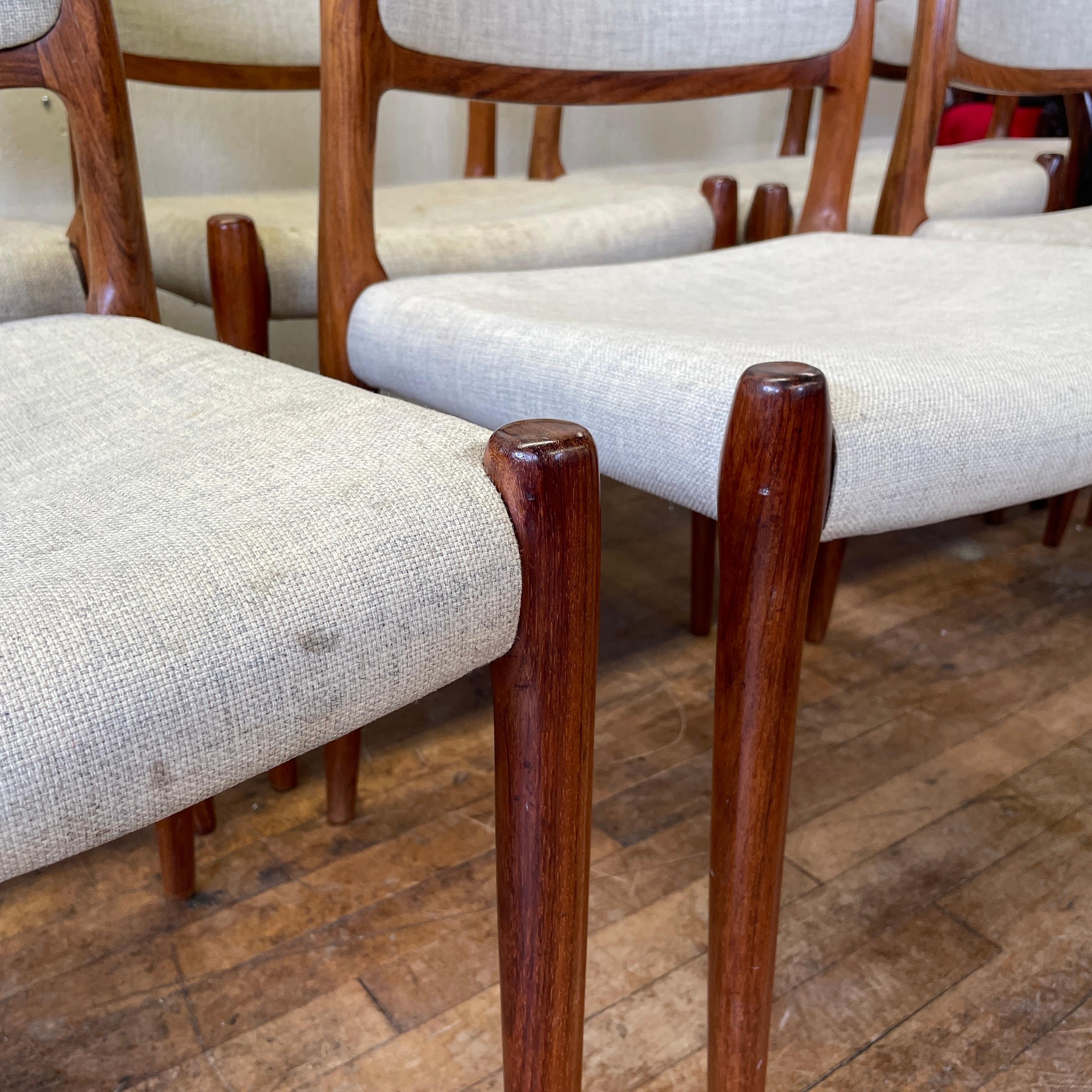 1960s Niels Moller Model 80 Rosewood Dining Chairs, Set of 8 2