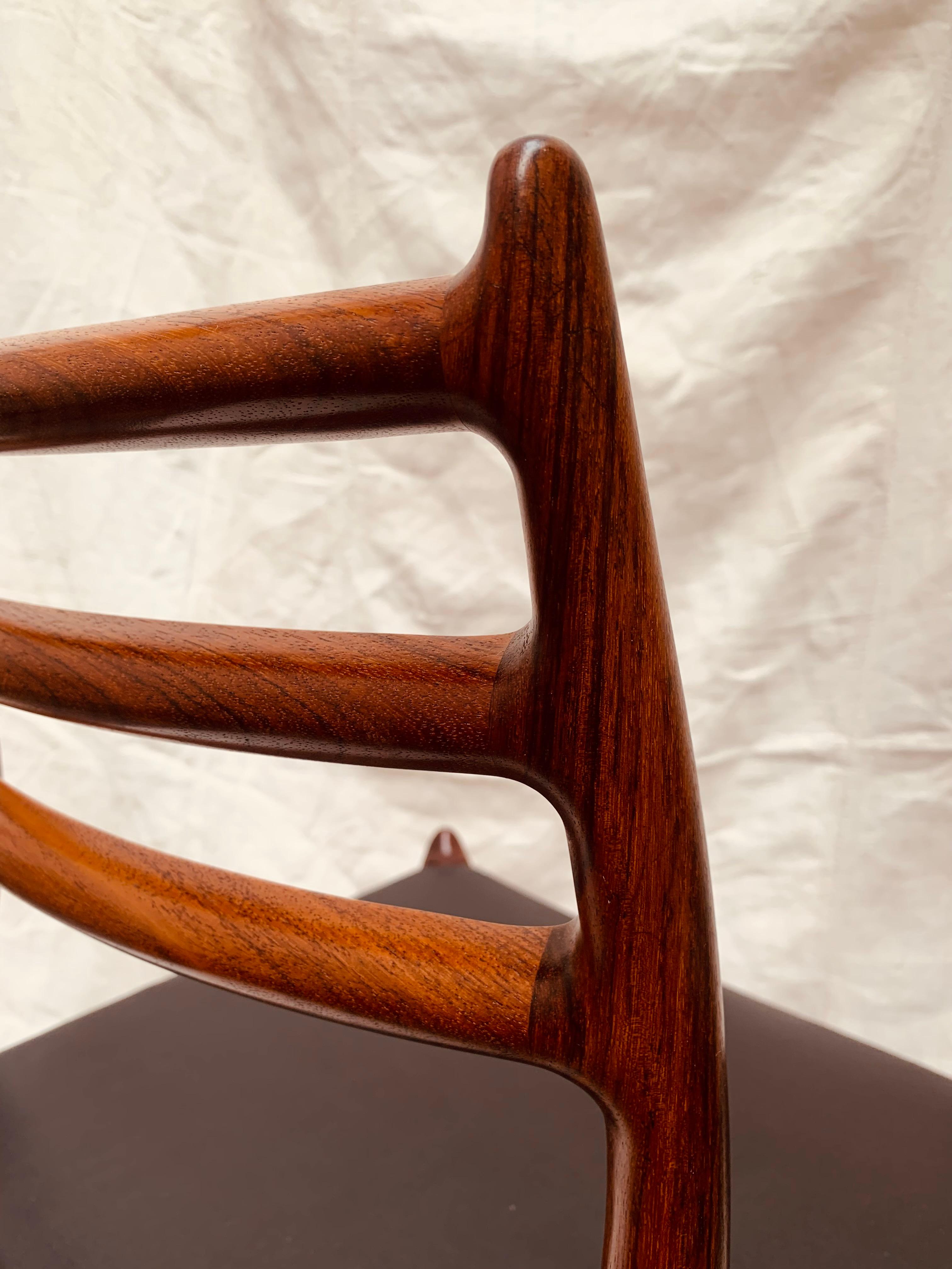 1960s Niels O. Møller for J. L. Møller Model 78 Rosewood & Leather Dining Chair 3