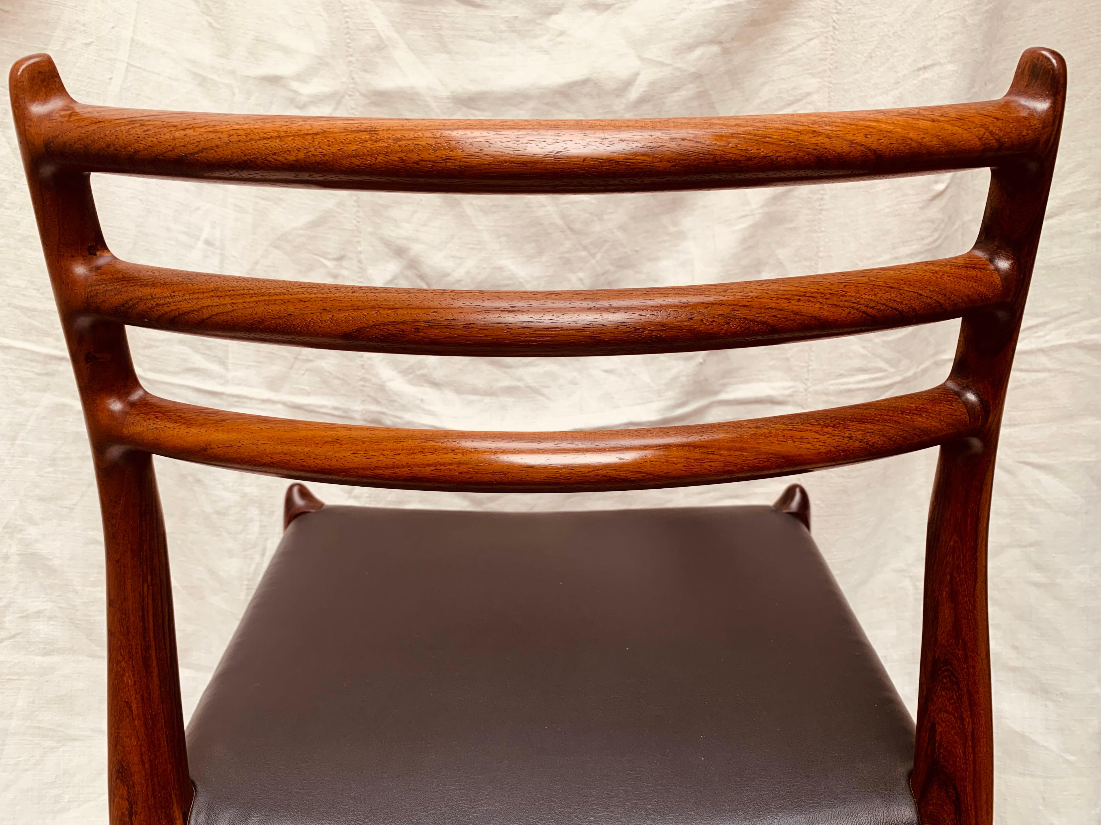 1960s Niels O. Møller for J. L. Møller Model 78 Rosewood & Leather Dining Chair 8