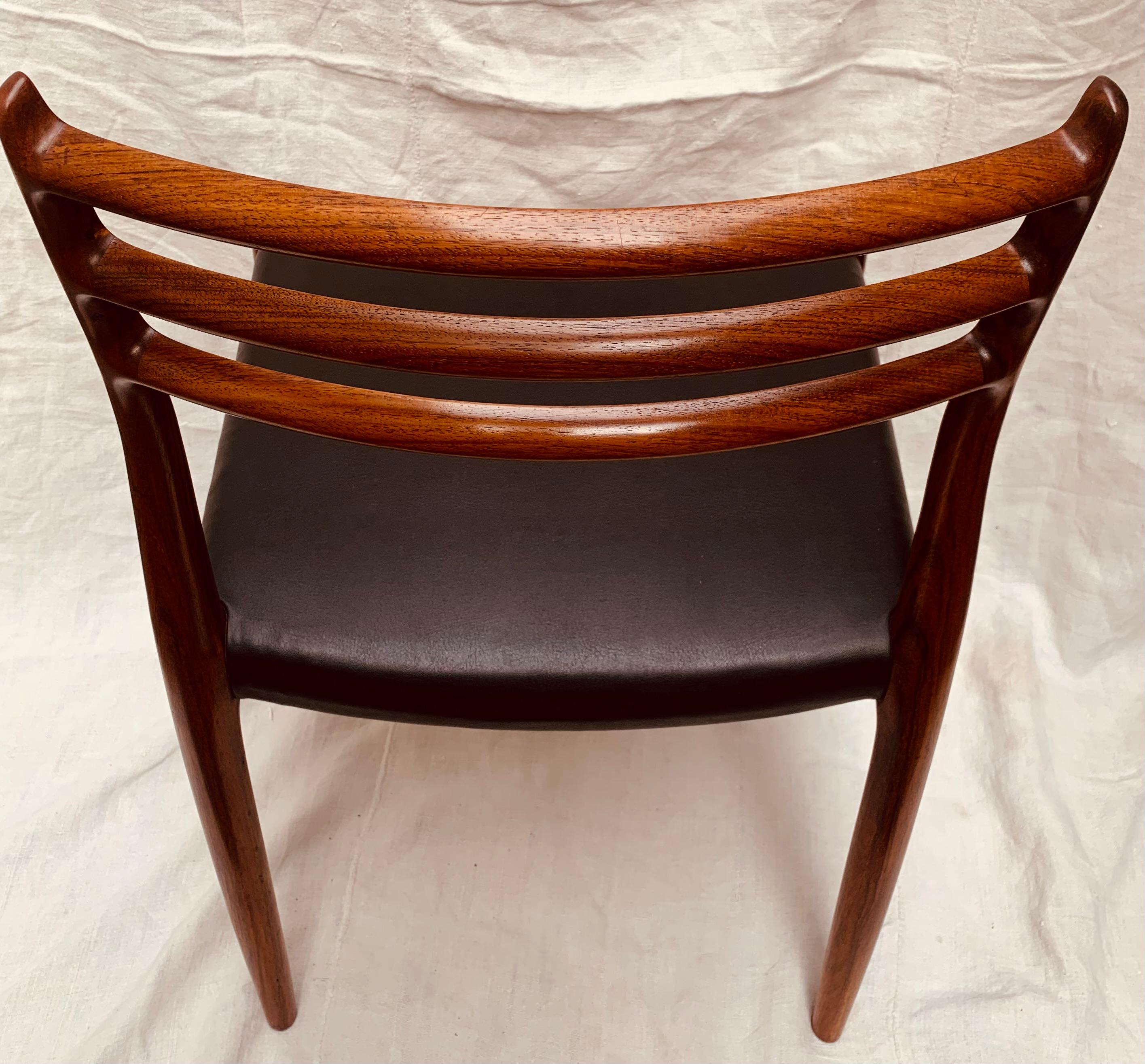 1960s Niels O. Møller for J. L. Møller Model 78 Rosewood & Leather Dining Chair 10