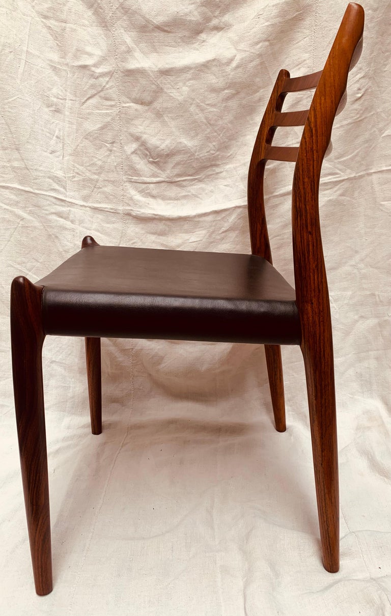 Mid-Century Modern 1960s Niels O. Møller for J. L. Møller Model 78 Rosewood & Leather Dining Chair