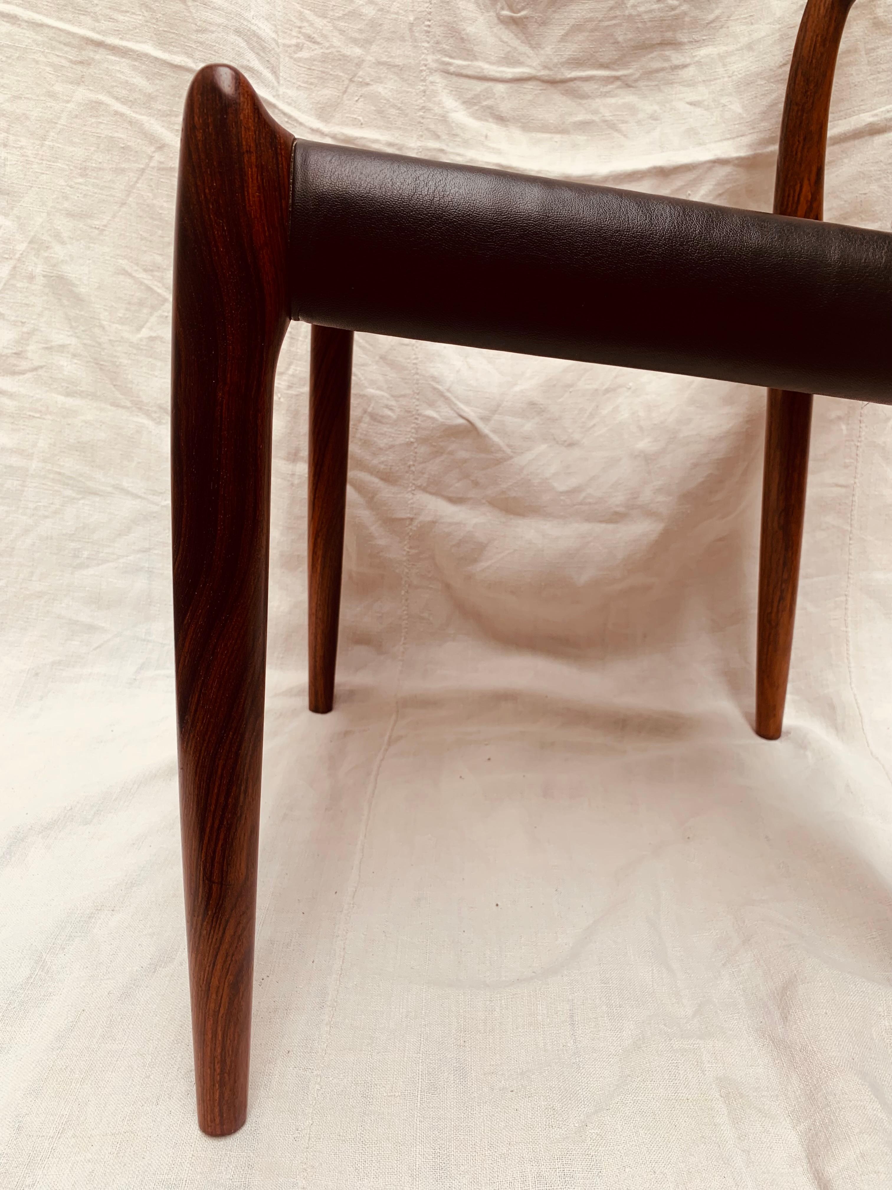 Danish 1960s Niels O. Møller for J. L. Møller Model 78 Rosewood & Leather Dining Chair