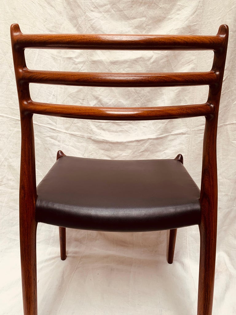 1960s Niels O. Møller for J. L. Møller Model 78 Rosewood & Leather Dining Chair 1
