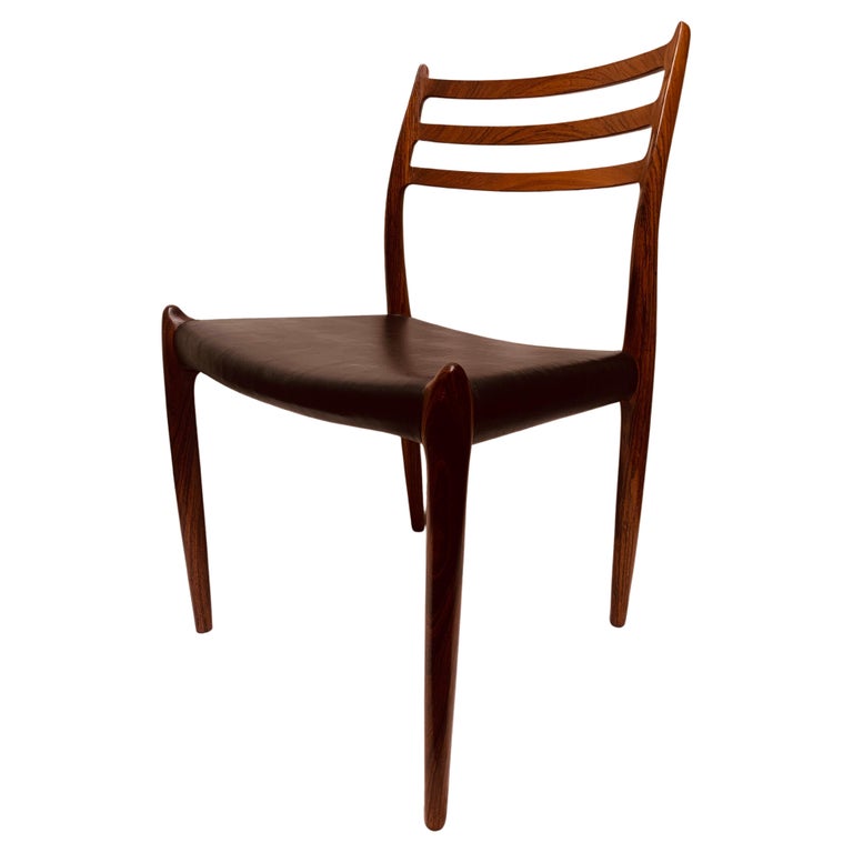 1960s Niels O. Møller for J. L. Møller Model 78 Rosewood & Leather Dining Chair
