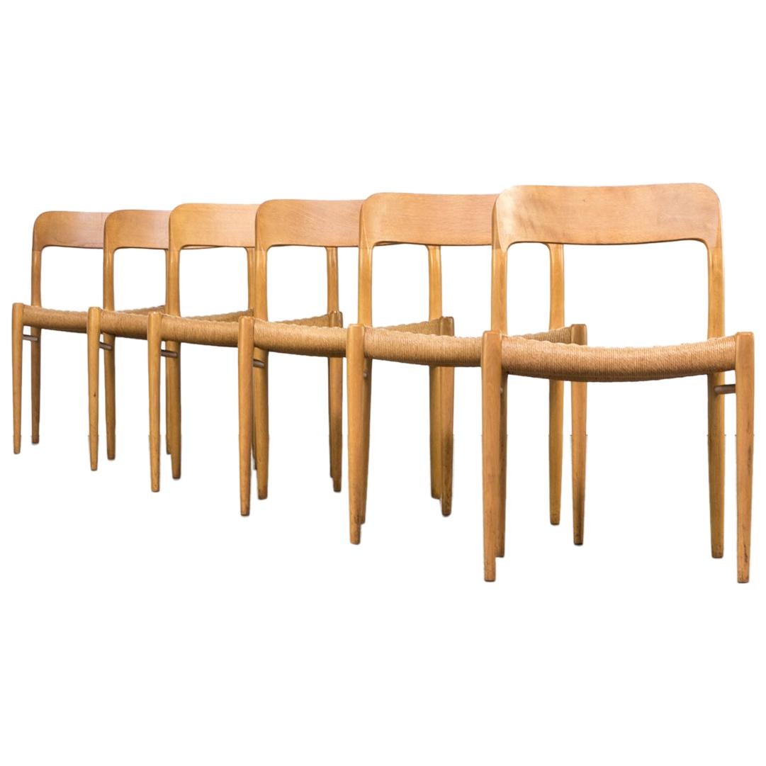 1960s Niels O. Møller Model 75 Dining Chairs for J.L. Møller Set of Six For Sale