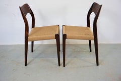 1960s Niels Otto Møller Eigh Rosewood Dining Chairs with New Paper Cord Seats