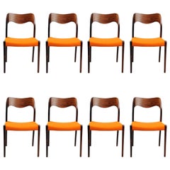 1960s Niels Otto Møller Set of Eight Model 71 Dining Chairs in Rosewood