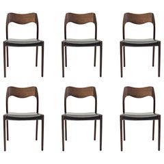1960s Niels Otto Møller Six Refinished Teak Dining Chairs, Choice of Upholstery