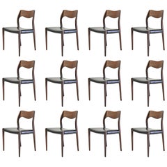 1960s Niels Otto Møller Twelve Restored Teak Dining Chairs - Custom Upholstery